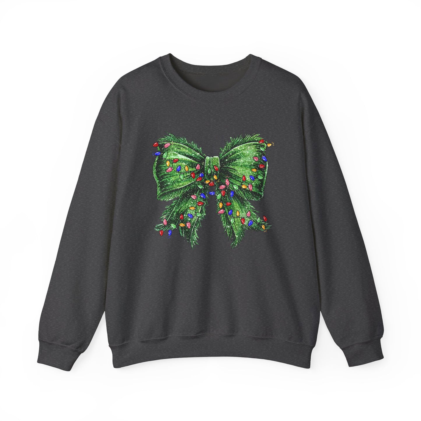 Festive Green Christmas Bow Lights Sweatshirt