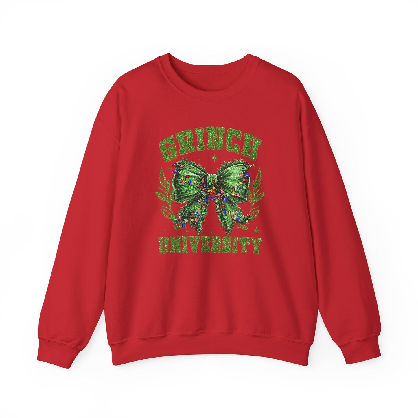Festive Green Mischief University Christmas Sweatshirt, Funny Xmas Apparel, Mean One, Comfy Fleece