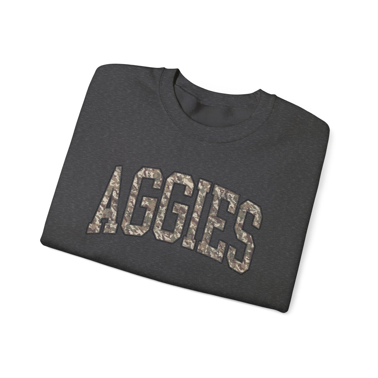 Aggies Camo Crewneck Sweatshirt | Distressed Hunting Style | Maroon Game Day Apparel | Aggies Sweatshirt
