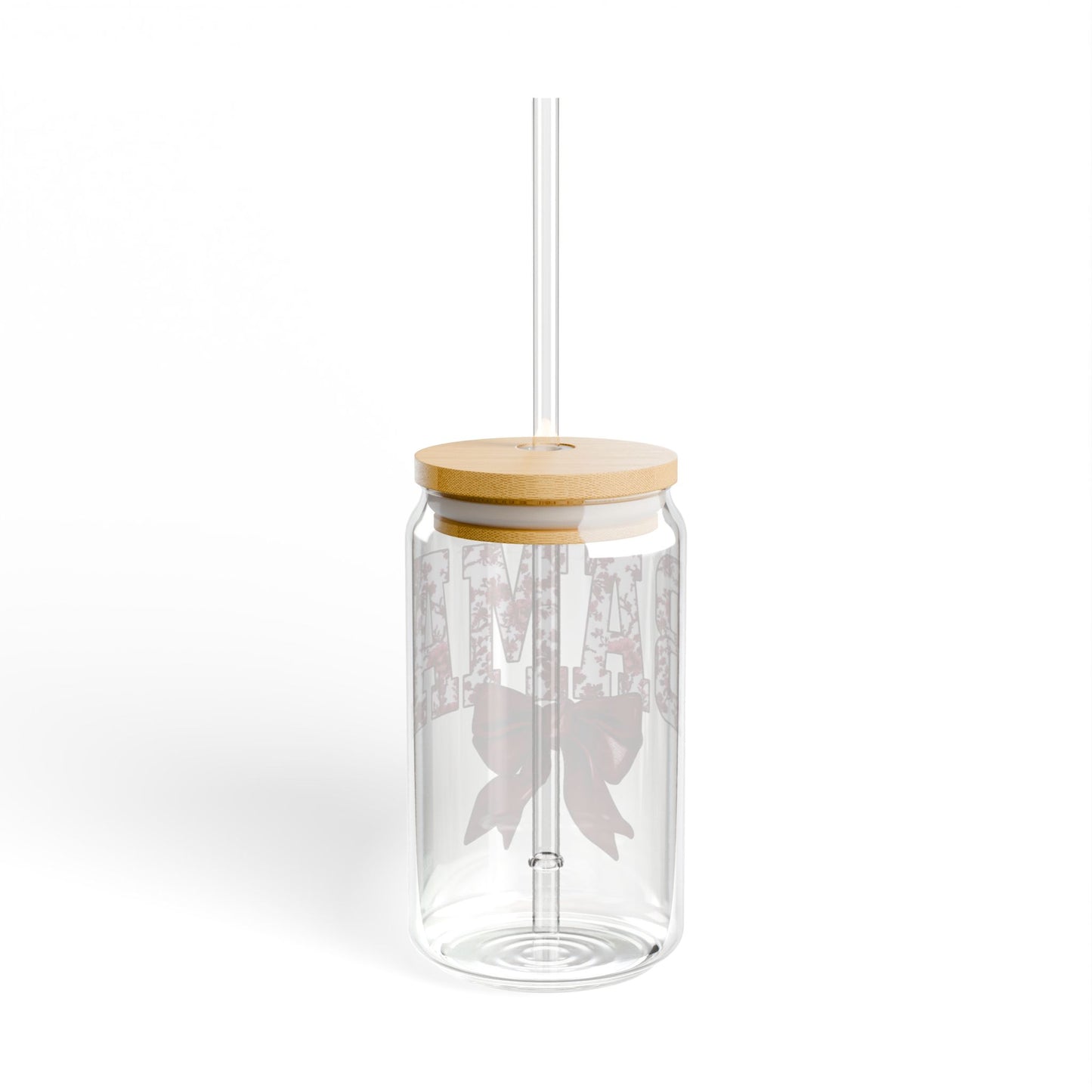 Alabama 16oz Glass with Cute Bow | Glass Tumbler with straw, BAMA Tumbler | Graduation Gift