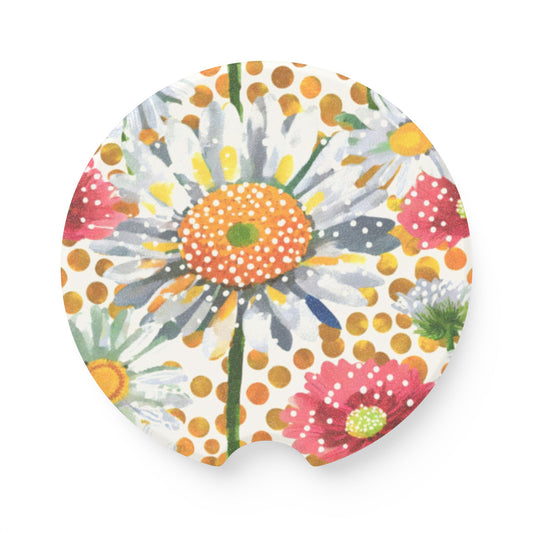 Daisy Car Coaster, Daisy Print Car Coaster | Cute Car Accessory | Fun Gift for Friends & Family | Vehicle Accessories, Car Coaster