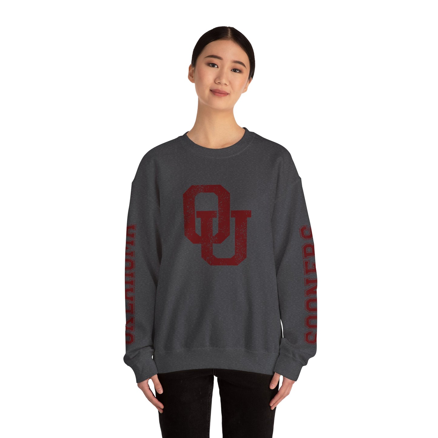 University of Oklahoma Sooners Sweatshirt | Oklahoma & Sooners Sleeve Print, Oklahoma Sooners Crewneck | Printed Sleeve Game Day Sweatshirt