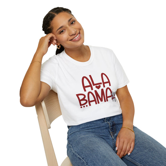 Alabama Tee | Southern Game Day Shirt | Cute Crimson Graphic T-Shirt | Alabama Pride Unisex Top | Gildan Softstyle | Game Day Gear