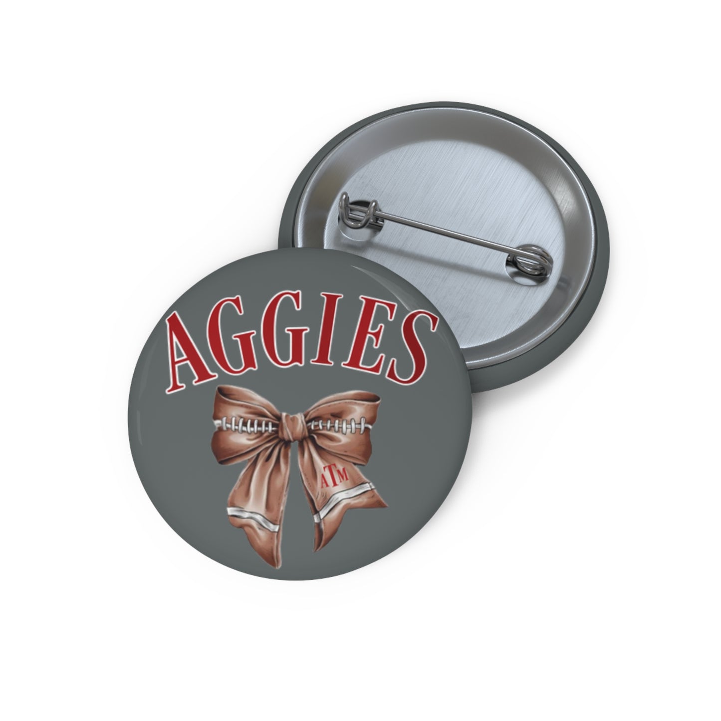 Aggies Football Bow Button Pin Game Day Pin | Aggie Game Day Accessory | Aggie Game Day Pin | Aggie Spirit Wear, Game Day Pin