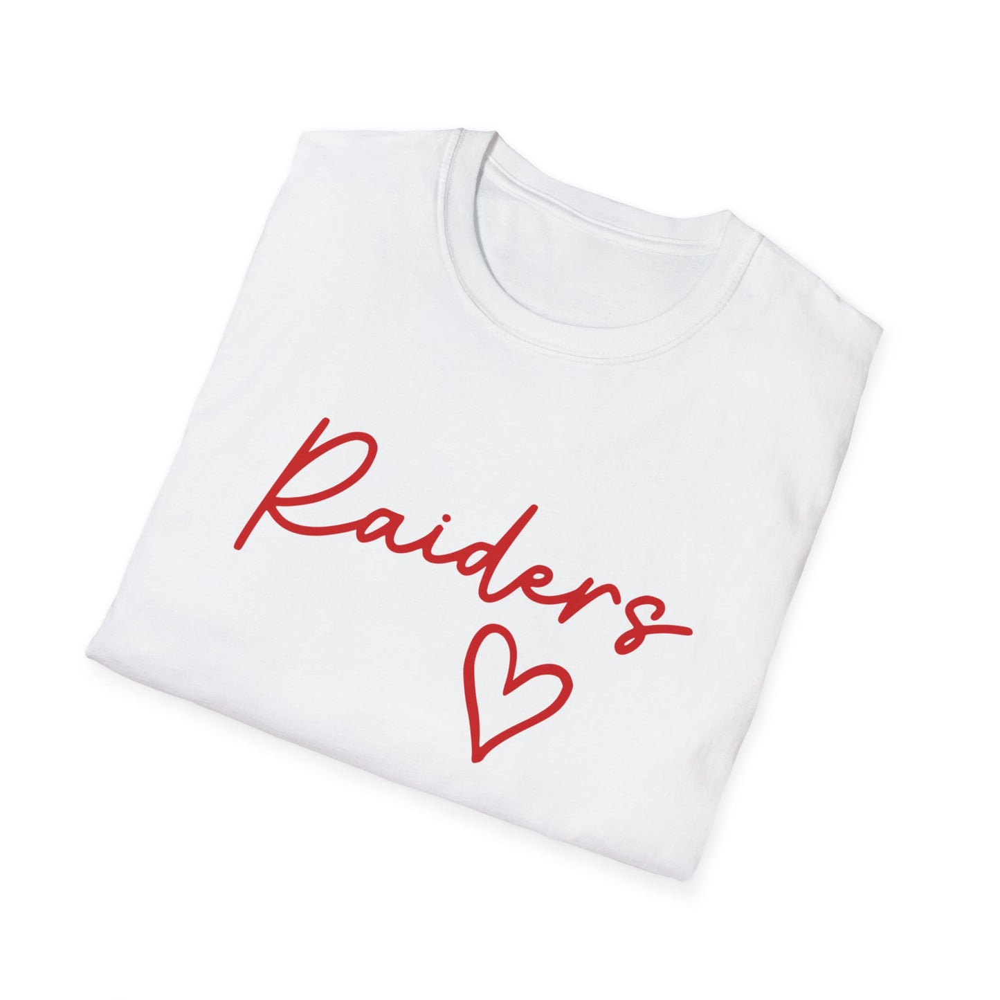 Raiders Heart Script T-Shirt | Game Day Tee | Cute College Spirit Shirt | Red & White Raiders Graphic Tee