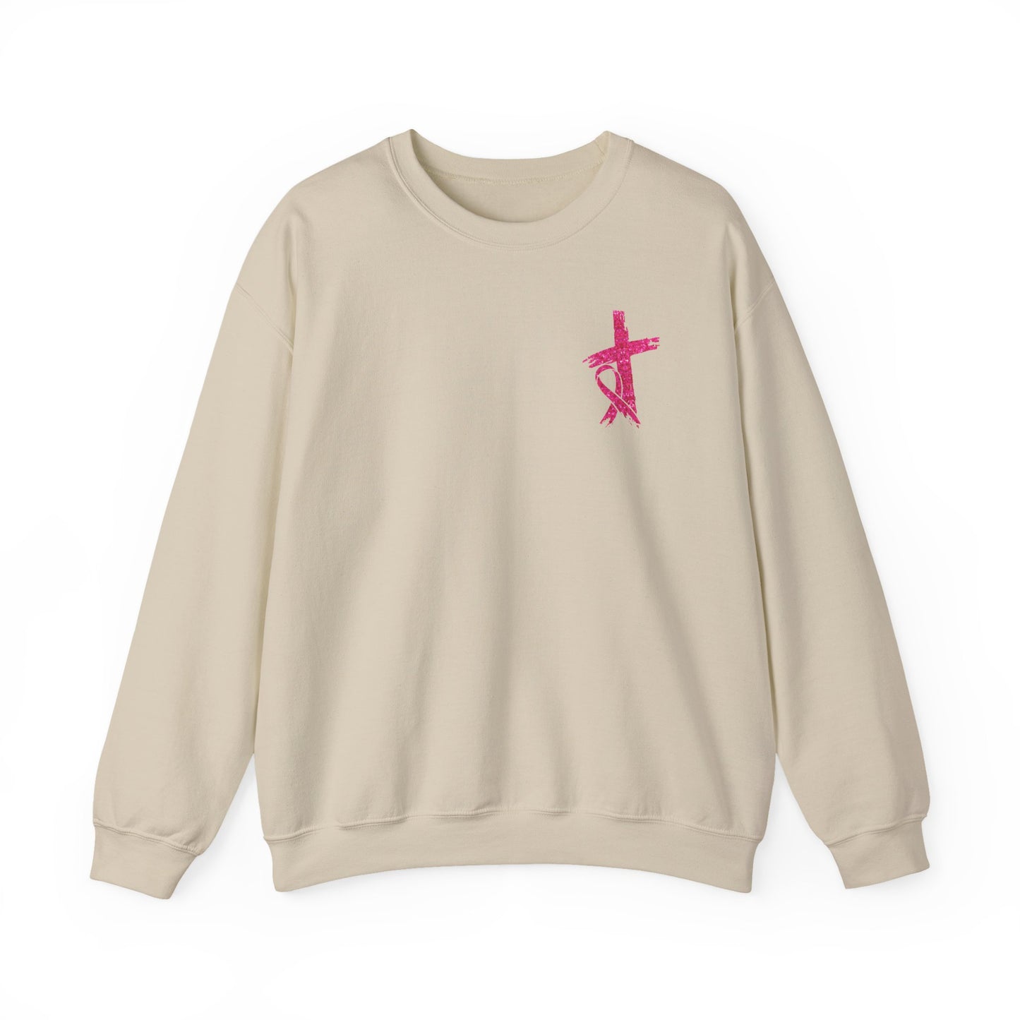 Breast Cancer Awareness, Find the Cure, Inspirational Crewneck Sweatshirt, Faith-Based Fashion, Motivational Gift, Christian Luke 1:37