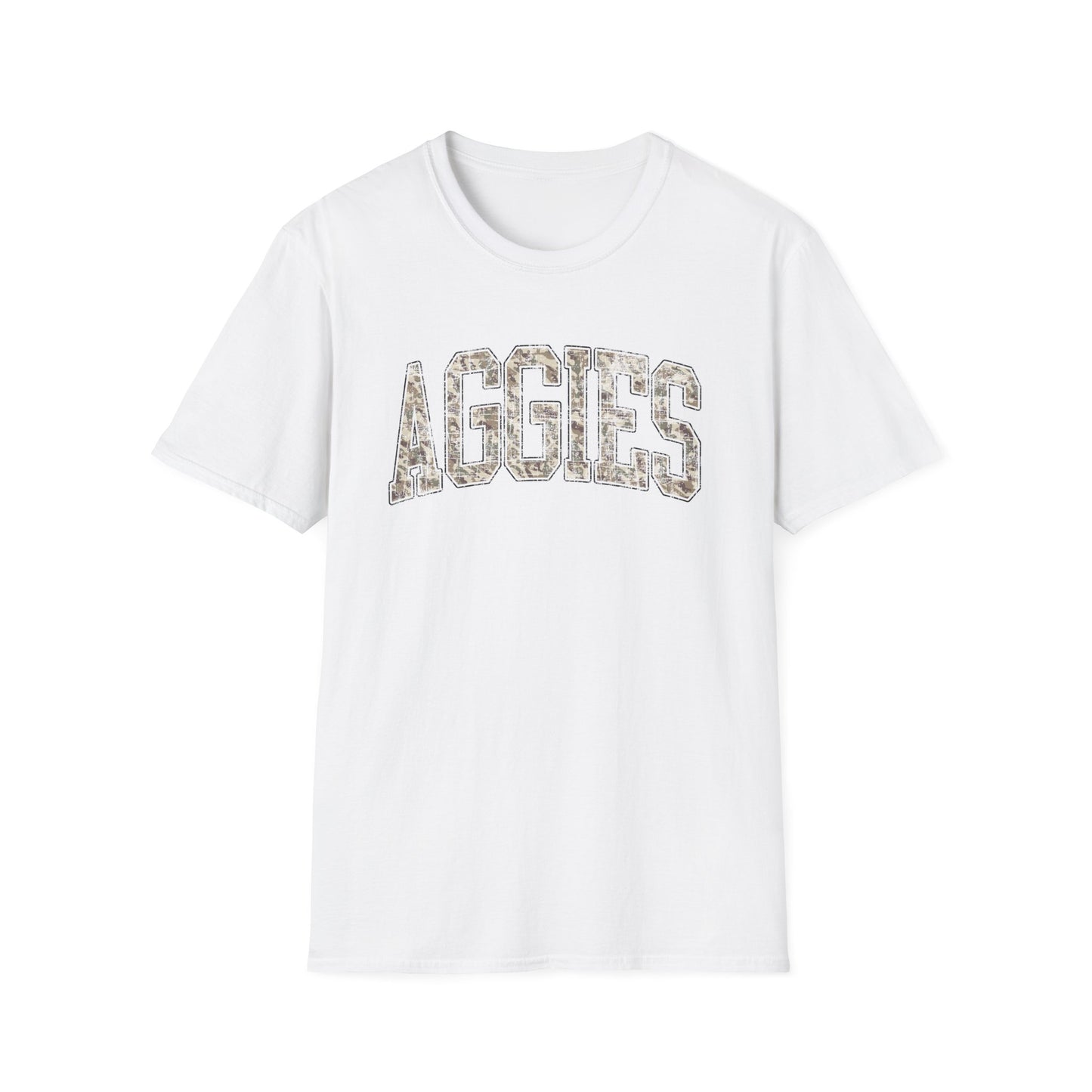 Aggies Camo SoftStyle T-Shirt | Distressed Hunting Style | Maroon Game Day Apparel |  Aggies T-Shirt