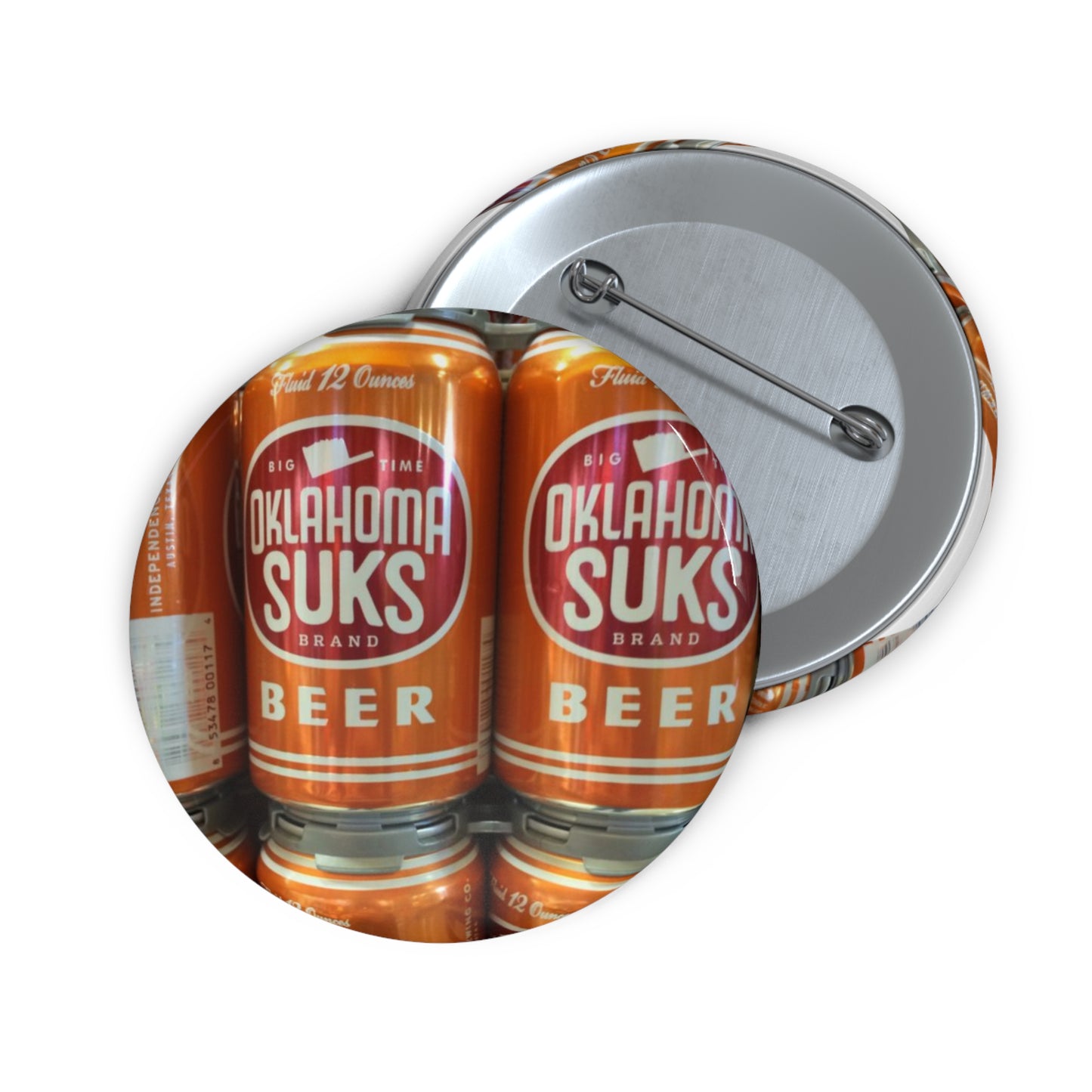 Texas Cheers to Beating OU Button Pin | Longhorn Game Day Accessory | Burnt Orange Fan Pin, Longhorns