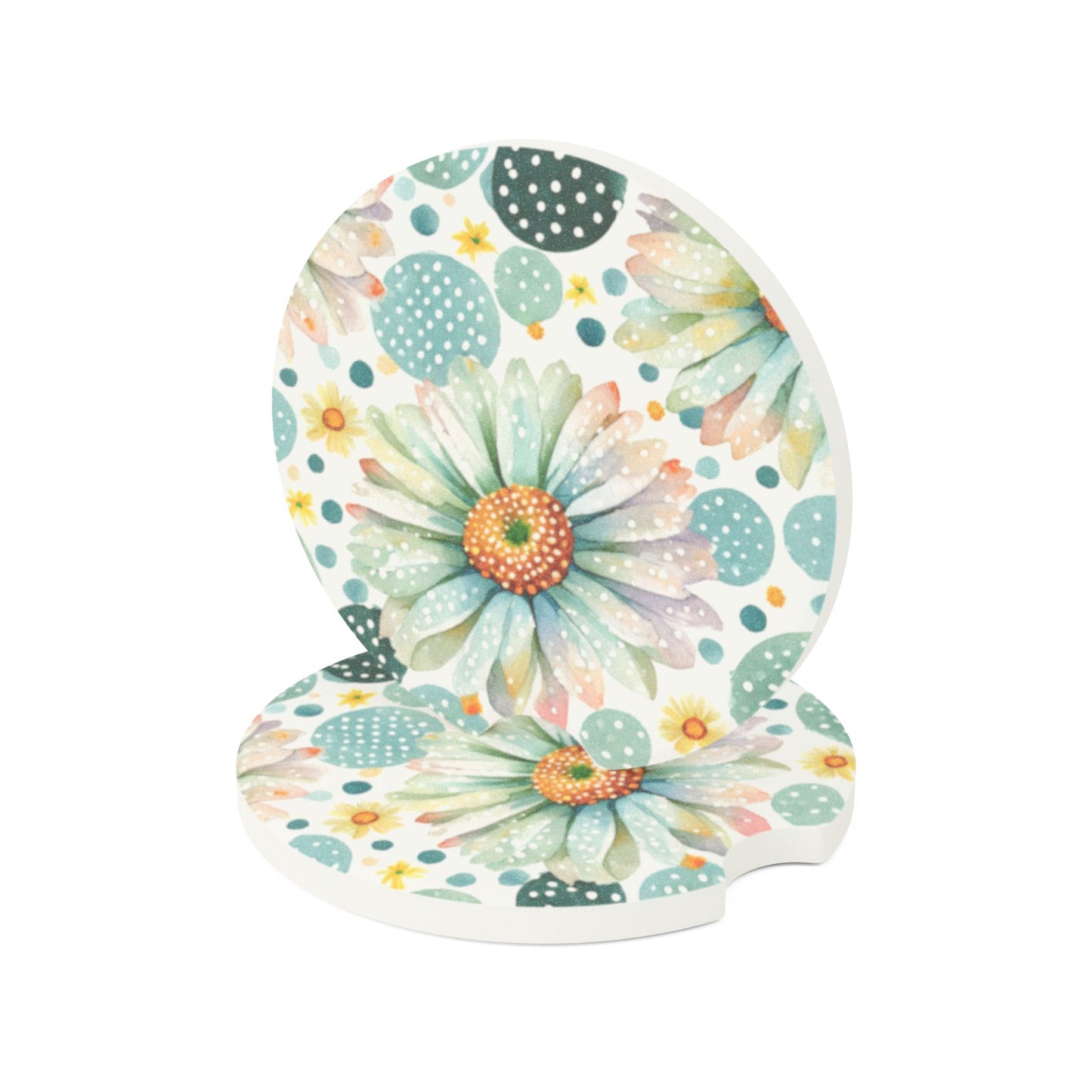 Daisy Car Coaster, Daisy Print Car Coaster | Cute Car Accessory | Fun Gift for Friends & Family | Vehicle Accessories, Car Coaster