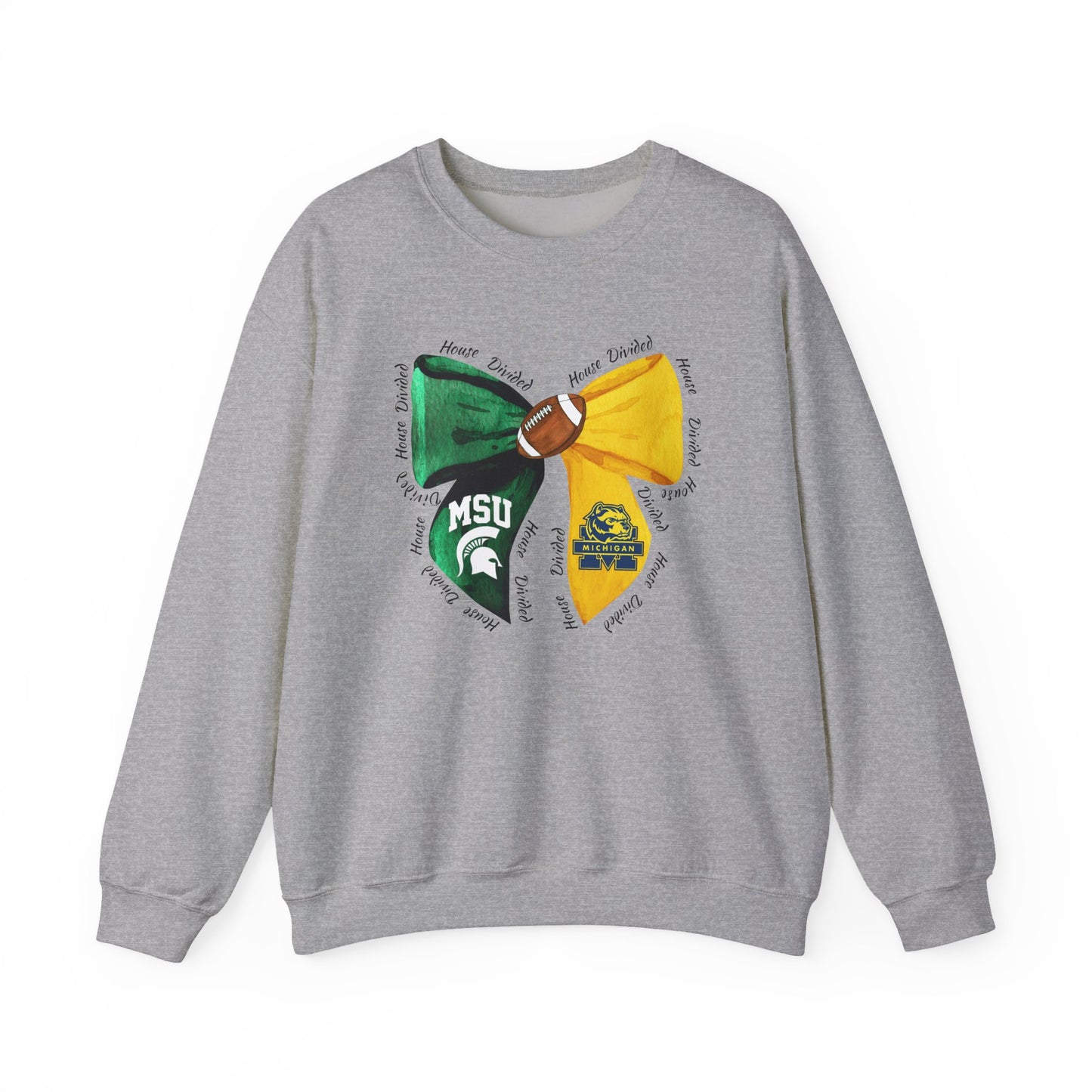 Michigan vs Michigan State House Divided Crewneck Sweatshirt | Wolverines vs Spartans Rivalry Sweatshirt | College Game Day Apparel