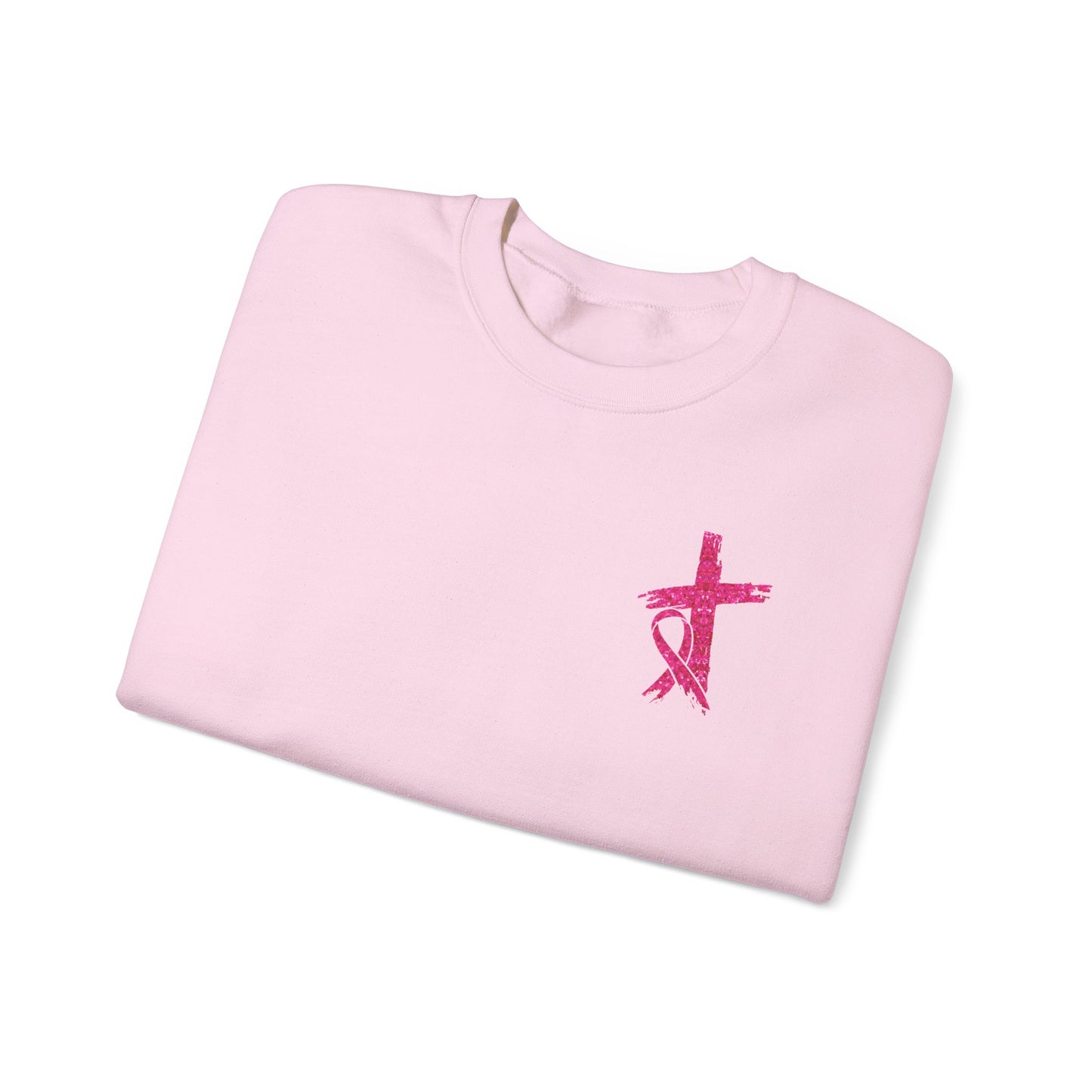 Breast Cancer Awareness, Find the Cure, Inspirational Crewneck Sweatshirt, Faith-Based Fashion, Motivational Gift, Christian Luke 1:37