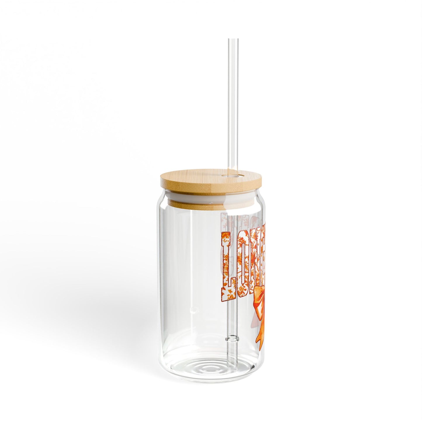 Adorable University of Texas Longhorns 16oz Glass with Cute Bow Design | Glass Tumbler with straw, Longhorn Tumbler, UT Glass Tumbler
