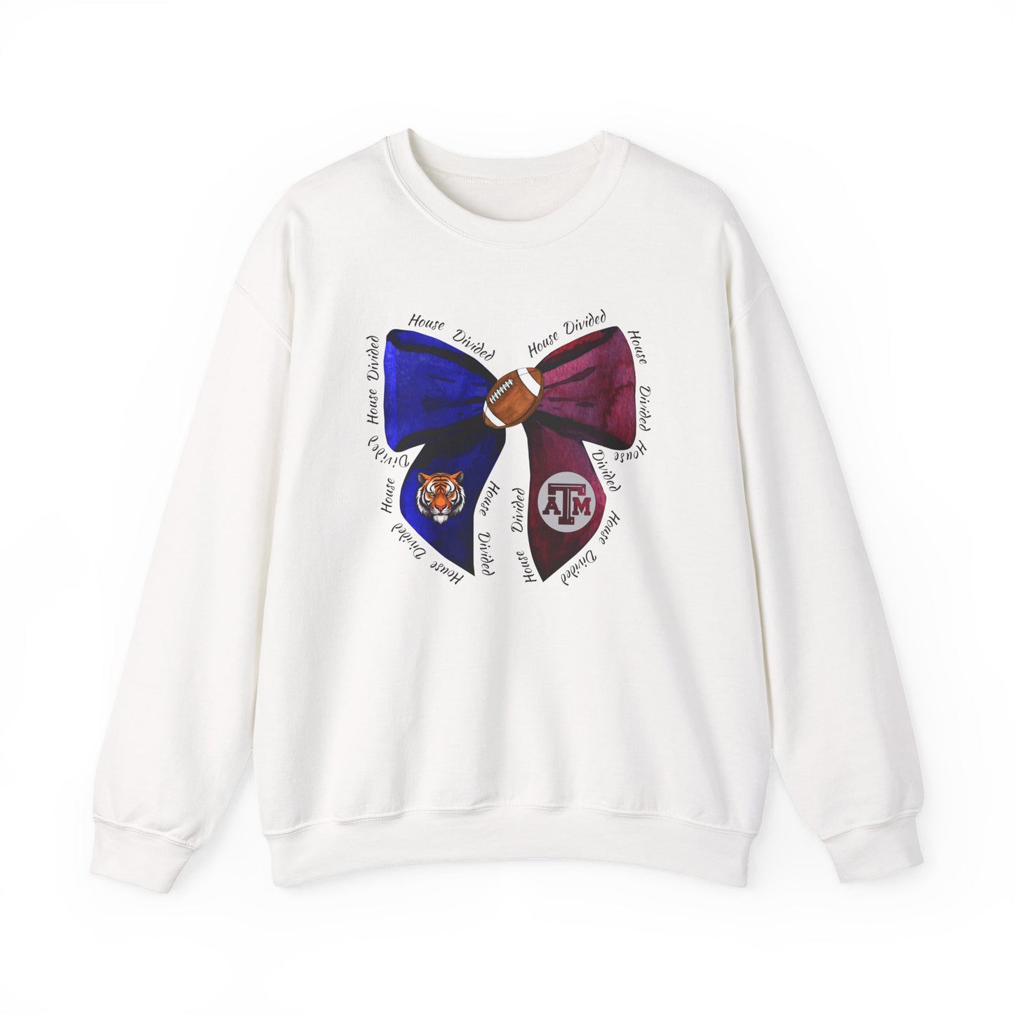 House Divided Bow Crewneck – Tigers vs Aggies | College Rivalry Game Day Sweatshirt | House Divided Apparel