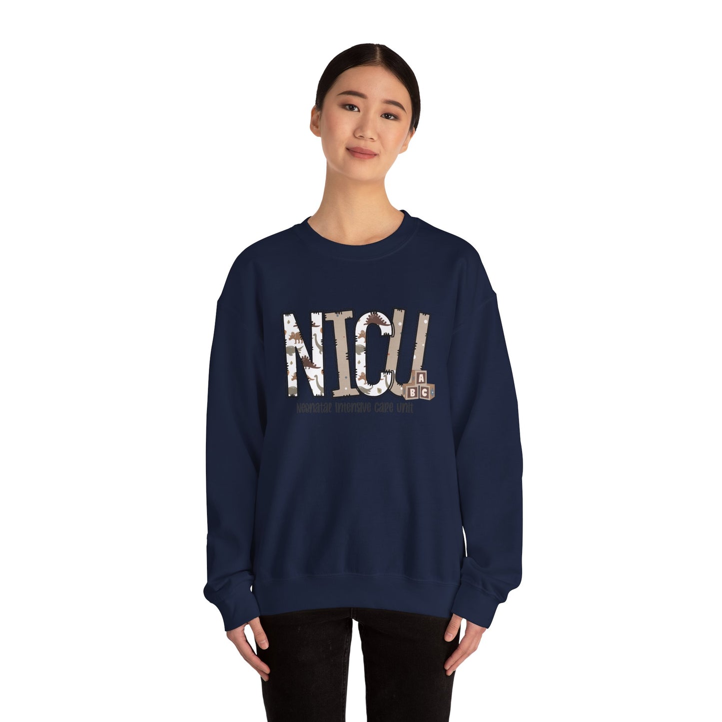 NICU Dino Nurse Crewneck Sweatshirt - Healthcare Worker Gift, Hospital Apparel, Medical Professional Clothing, Nurse Appreciation, RN Gift