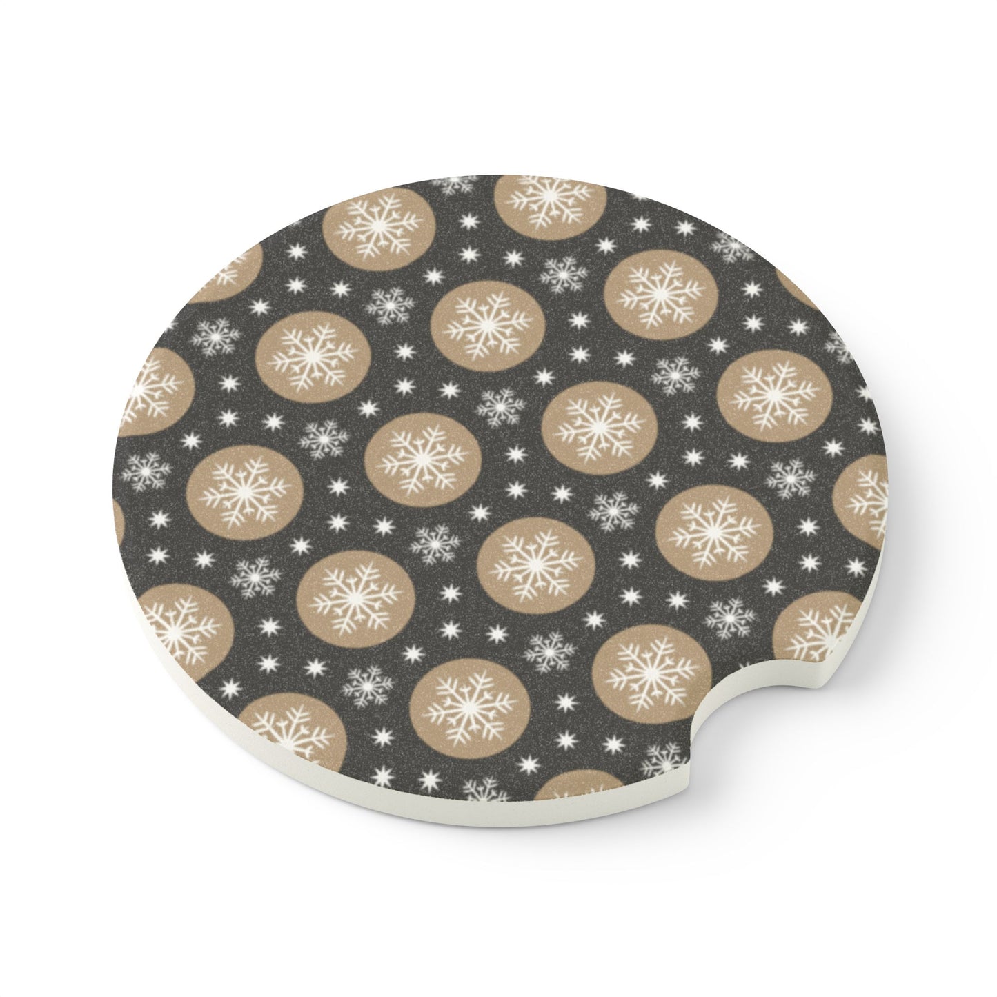 Christmas Car Coaster - Holiday Snowflake Soapstone Cup Holder Insert, Festive Auto Accessory, Winter Drink Mat, Seasonal Vehicle Decor,