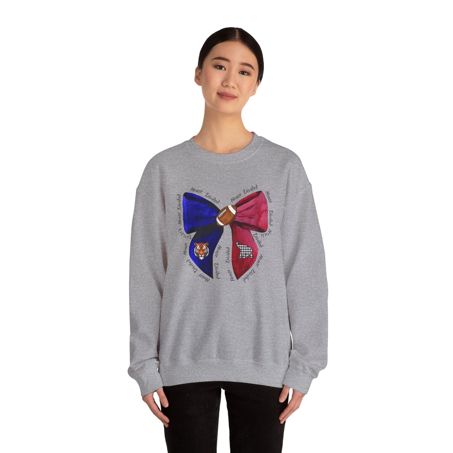 House Divided Sweatshirt | Auburn & Alabama Bow Design | Cute College Rivalry Crewneck | Game Day Outfit