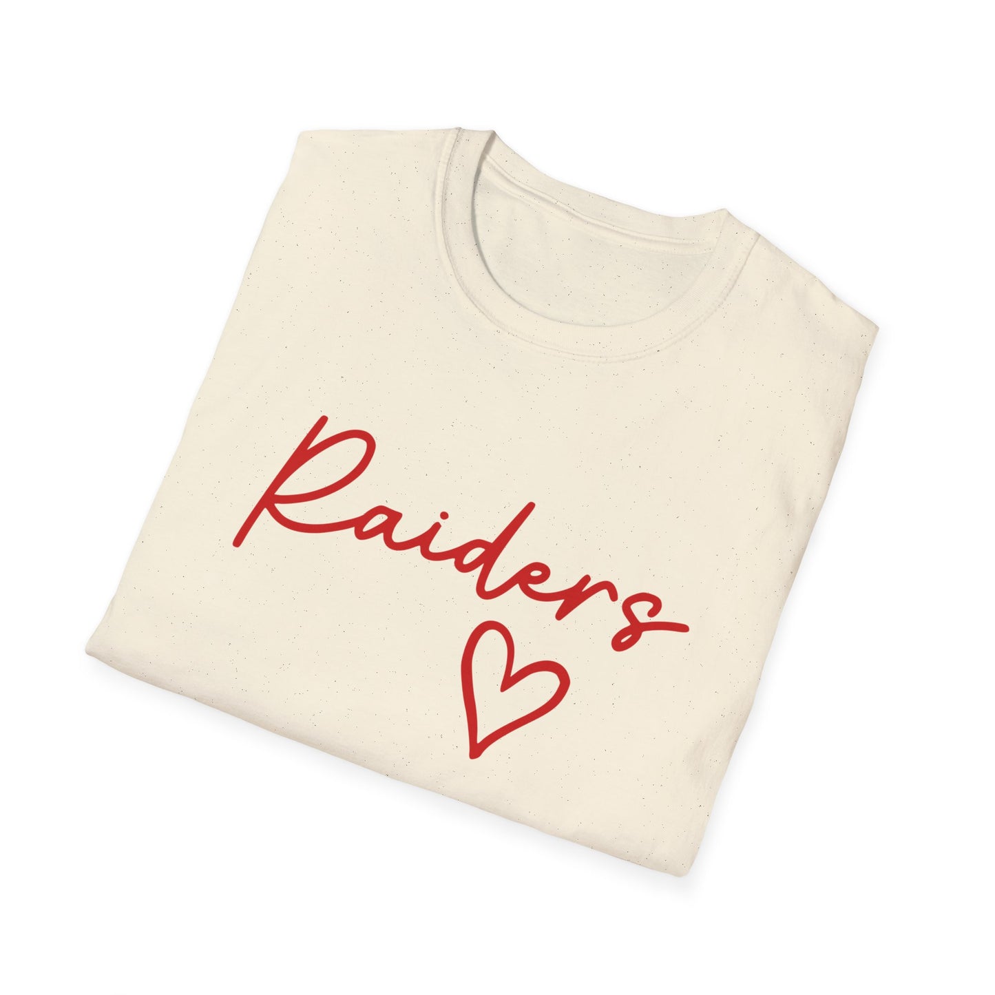 Raiders Heart Script T-Shirt | Game Day Tee | Cute College Spirit Shirt | Red & White Raiders Graphic Tee