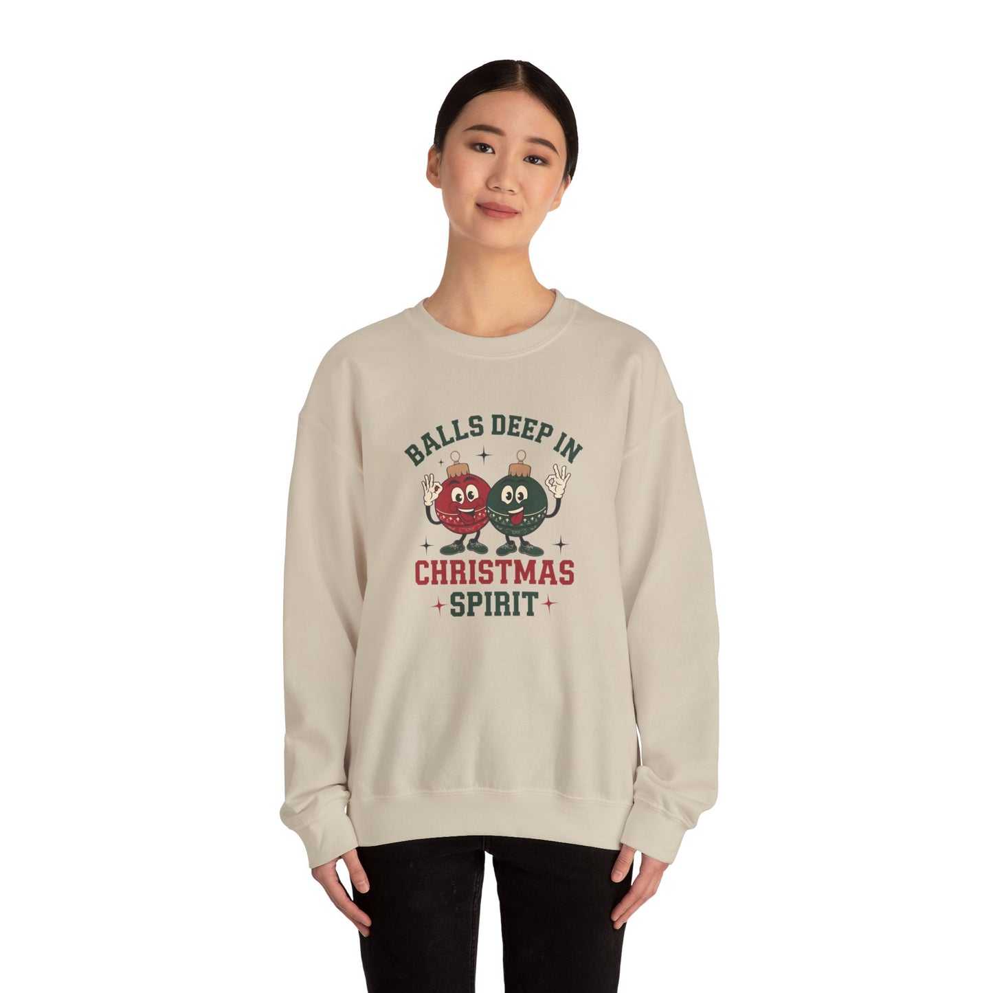 Funny Christmas Sweatshirt, Balls Deep Christmas, Winter Apparel, Unisex Crewneck, Festive Sweatshirt, Christmas Spirit, Humor Clothing