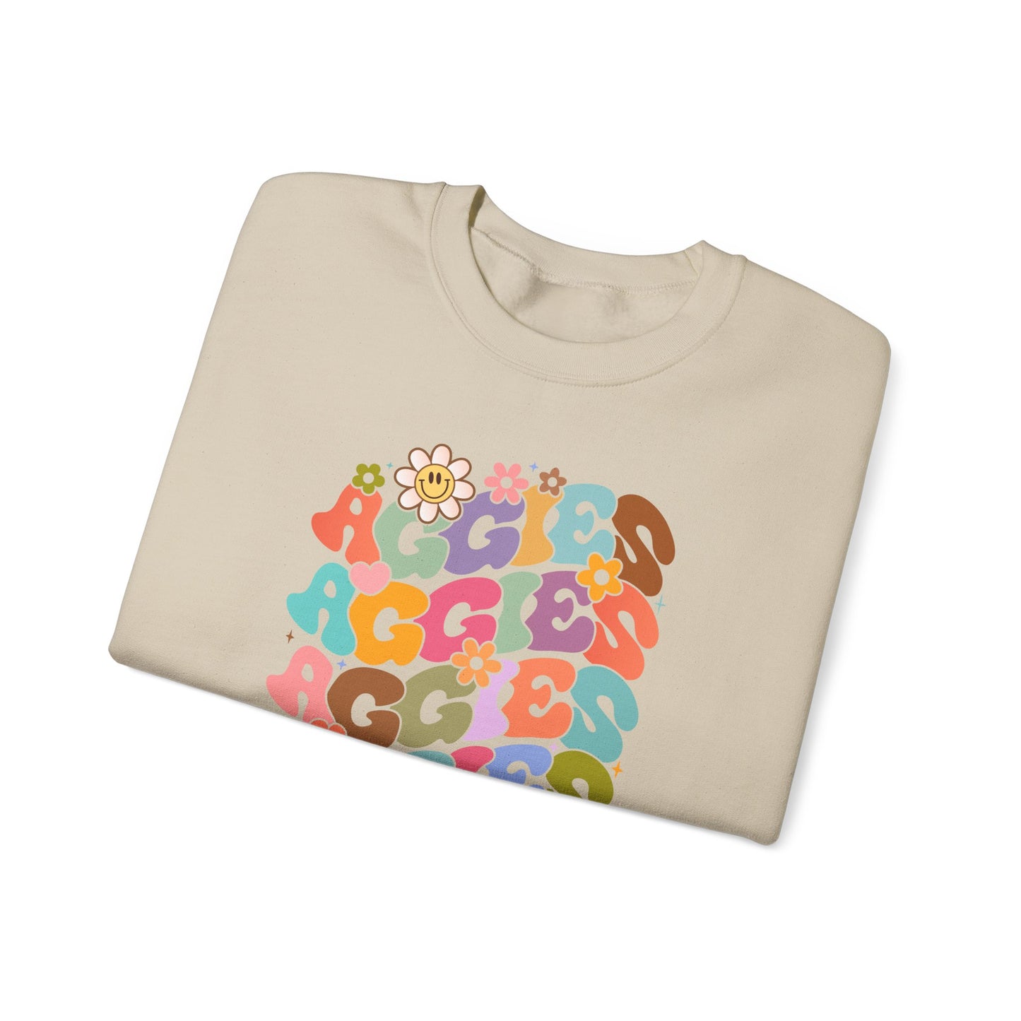 Aggies Groovy Floral Sweatshirt, Vintage Style Crewneck, Unisex Gift, Cozy Fashion, Aggies, Game Day