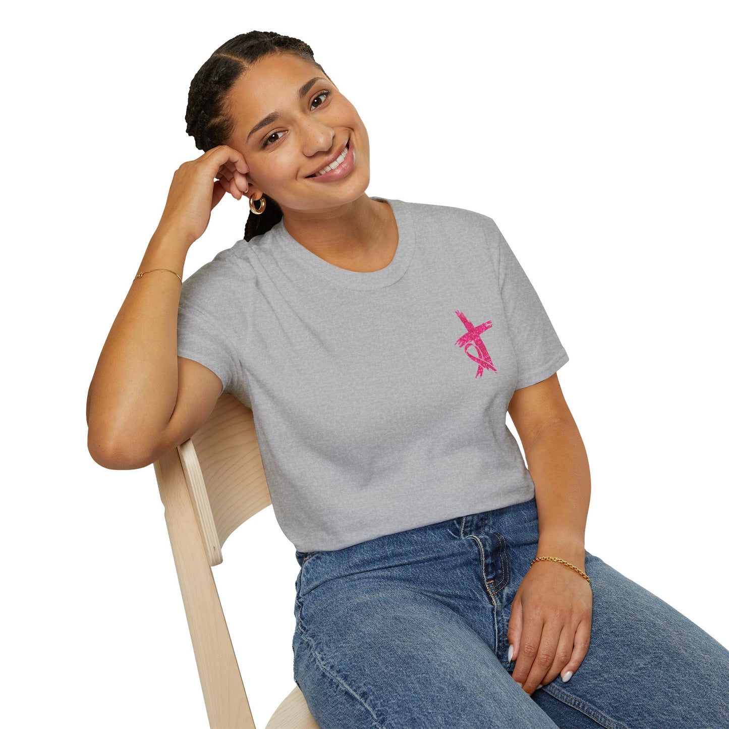 Breast Cancer Awareness, Breast Cancer, Faith, Hope Cure Inspired Softstyle T-Shirt, Inspirational Gift, Cancer Awareness Shirt, Luke 1:37