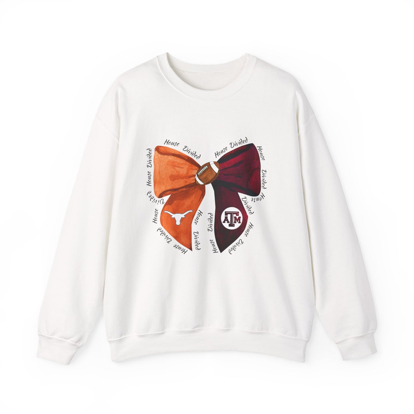 House Divided Bow Crewneck – Longhorn & Aggie Rivalry Sweatshirt, Game Day Gear