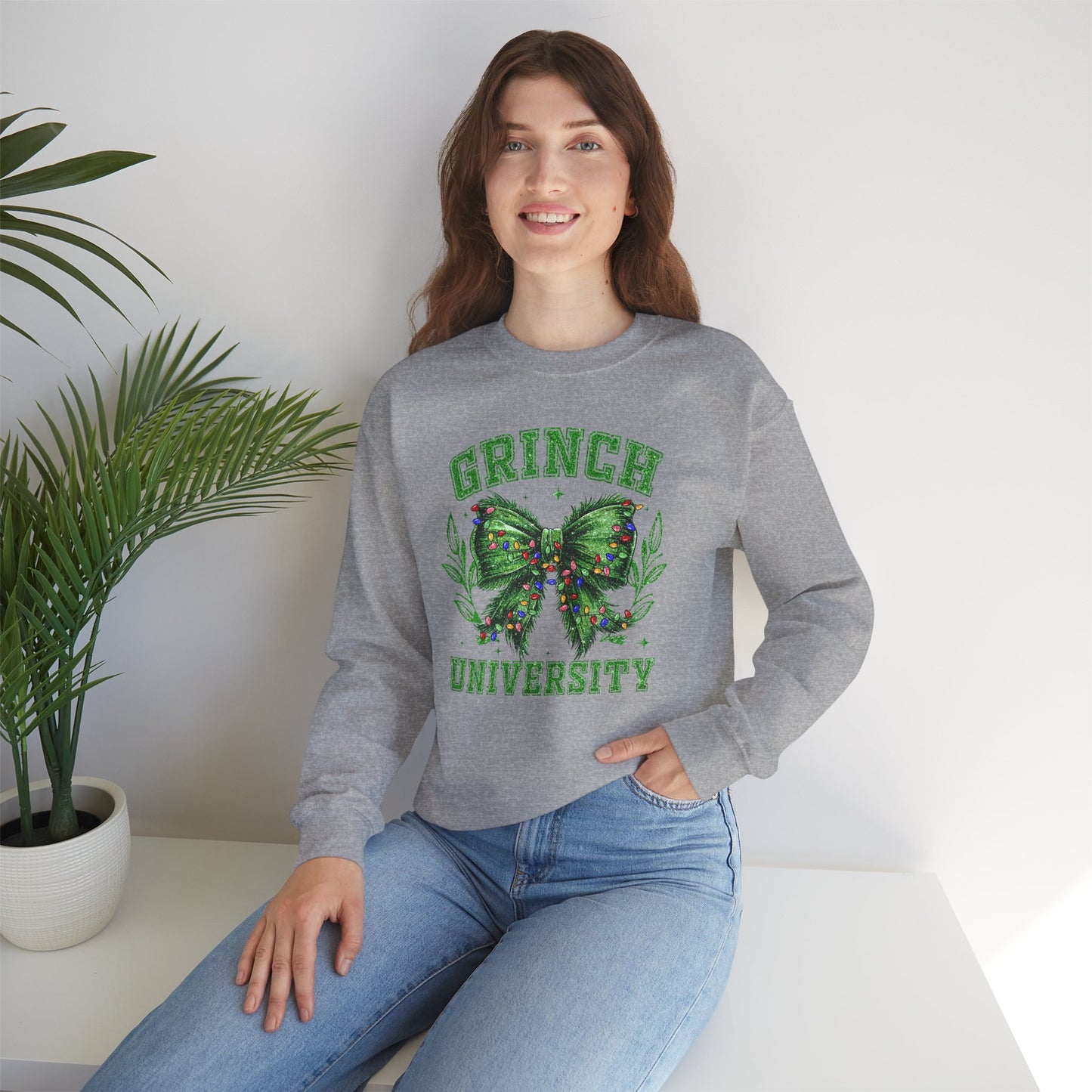 Festive Green Mischief University Christmas Sweatshirt, Funny Xmas Apparel, Mean One, Comfy Fleece