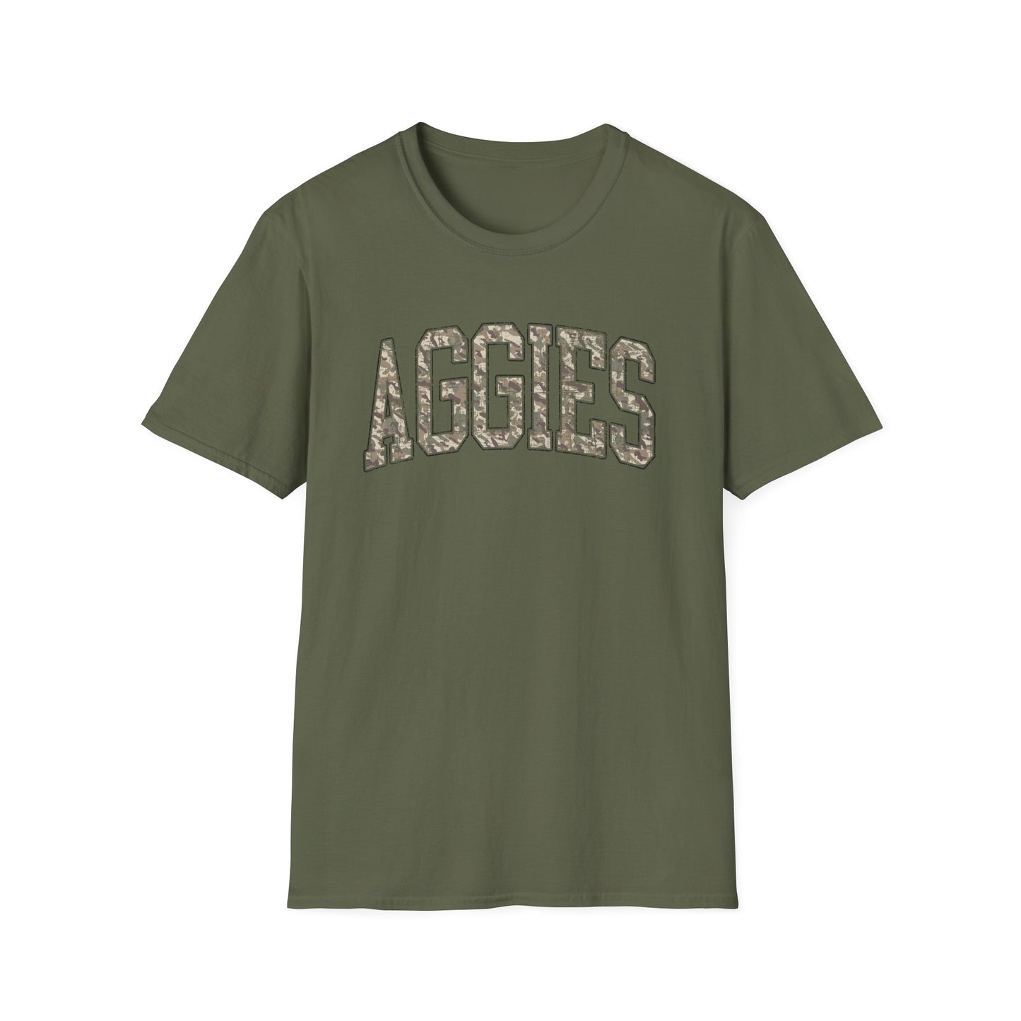 Aggies Camo SoftStyle T-Shirt | Distressed Hunting Style | Maroon Game Day Apparel |  Aggies T-Shirt