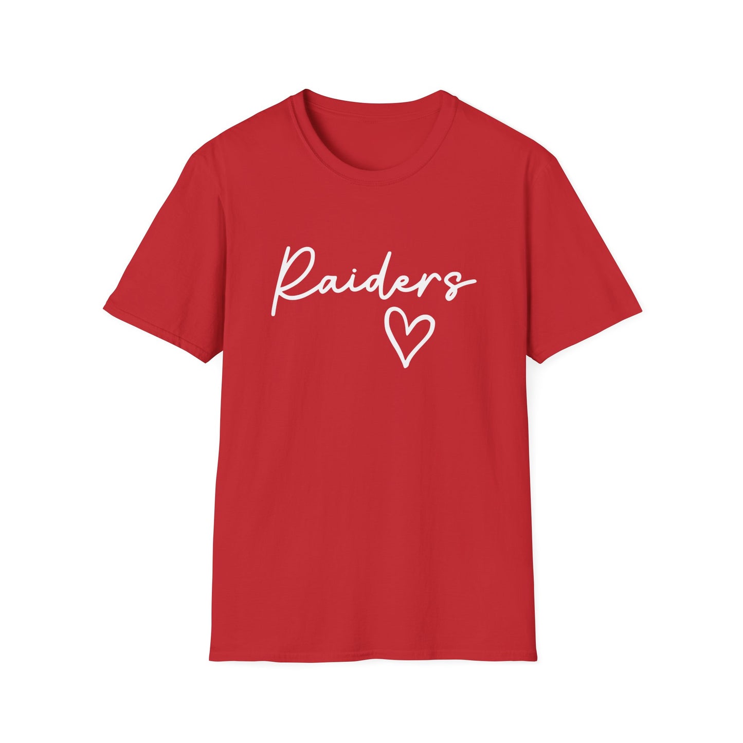 Raiders Heart Script T-Shirt | Game Day Tee | Cute College Spirit Shirt | Red & White Raiders Graphic Tee