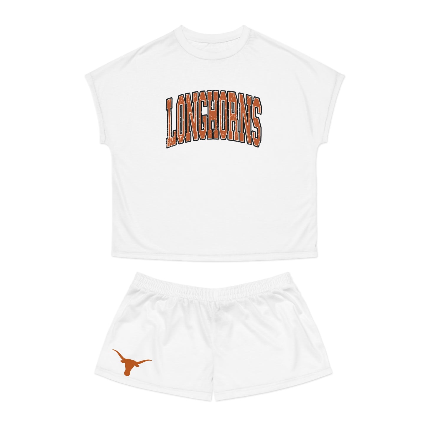 Texas Longhorns pajama set with shorts, Cozy burnt orange and white sleepwear for women Holiday Sleepwear, University of Texas, Longhorns