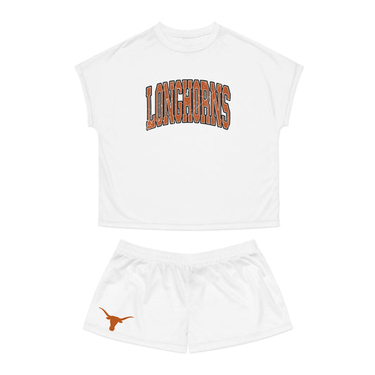Texas Longhorns pajama set with shorts, Cozy burnt orange and white sleepwear for women Holiday Sleepwear, University of Texas, Longhorns