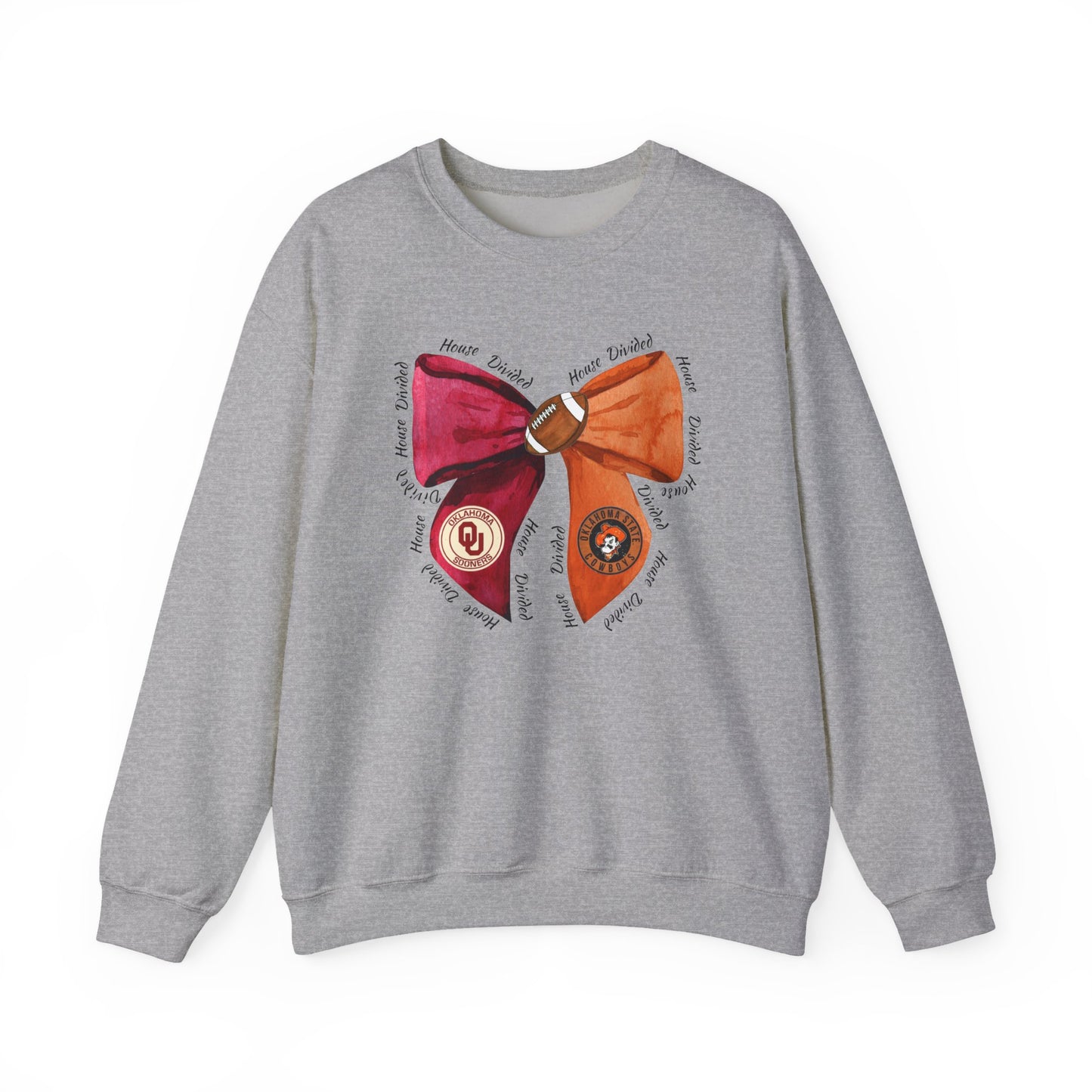 House Divided Sweatshirt | Oklahoma Bow Design | Bedlam Rivalry Crewneck | Cute Game Day Outfit for Women
