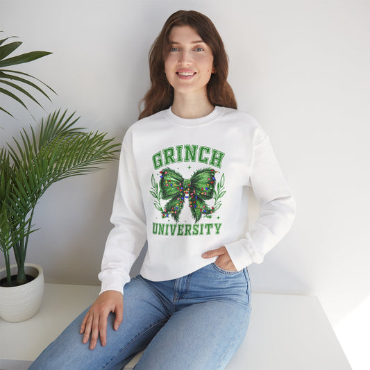 Festive Green Mischief University Christmas Sweatshirt, Funny Xmas Apparel, Mean One, Comfy Fleece