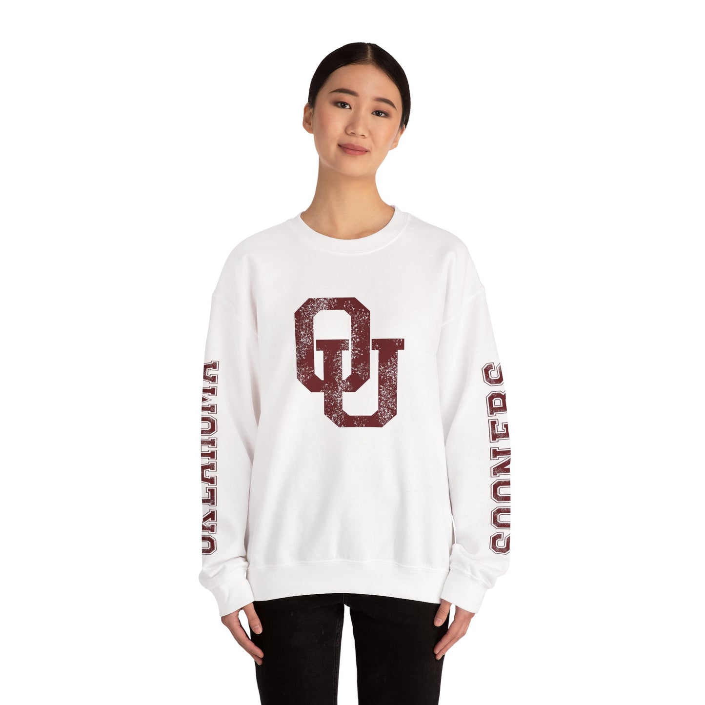 University of Oklahoma Sooners Sweatshirt | Oklahoma & Sooners Sleeve Print, Oklahoma Sooners Crewneck | Printed Sleeve Game Day Sweatshirt