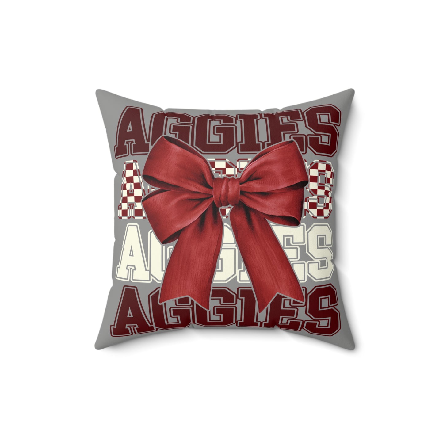Aggies Faux Suede Throw Pillow, Dorm Decorations, College Gifts Single Side Print, Aggie Pride Home, Maroon Bow College Spirit Throw Pillow