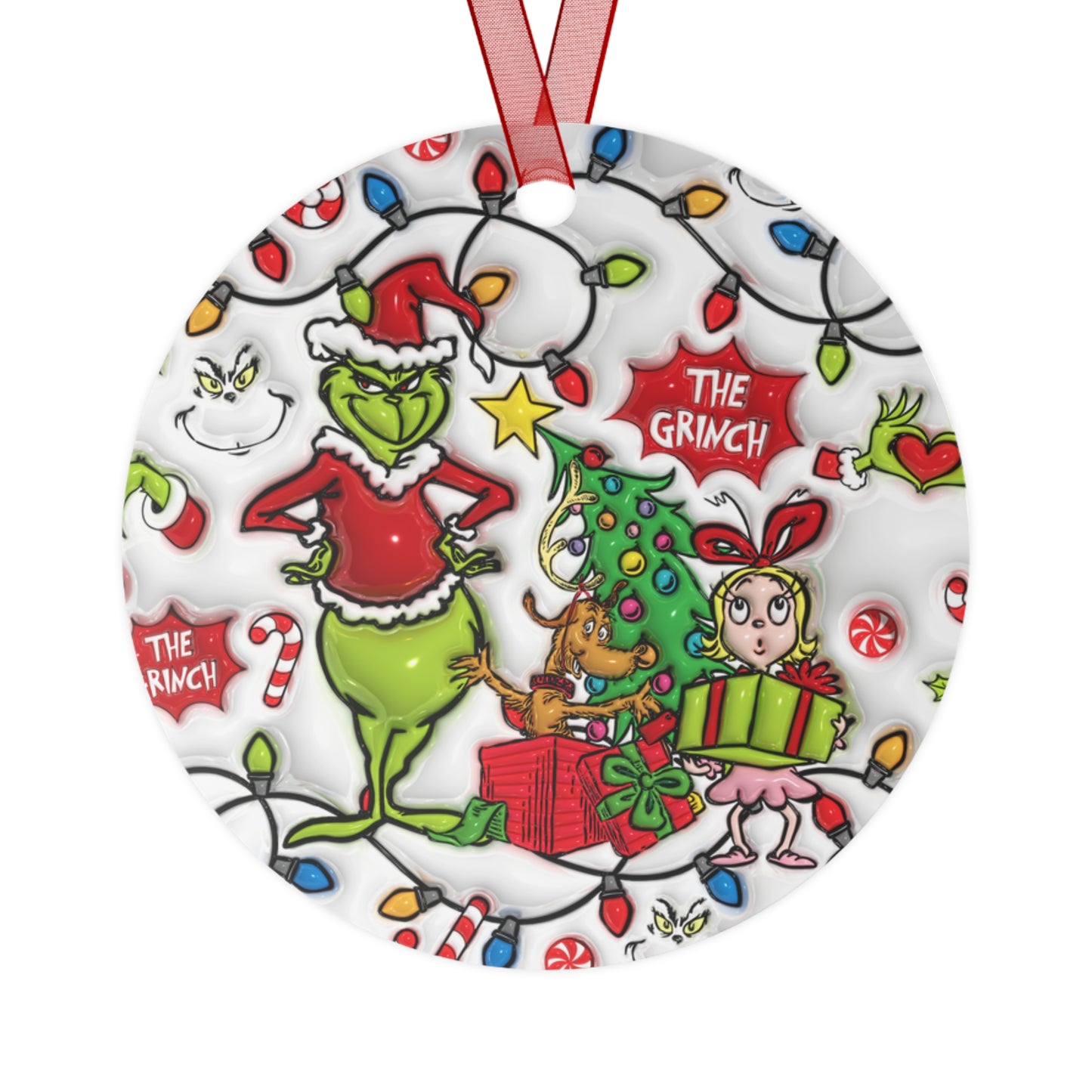 Whimsical Christmas Ornament, Christmas Double Sided Decoration Metal Ornaments, Holiday Home Decor, Tree Ornaments, Festive Xmas Gift, Grumpy Green Man Christmas