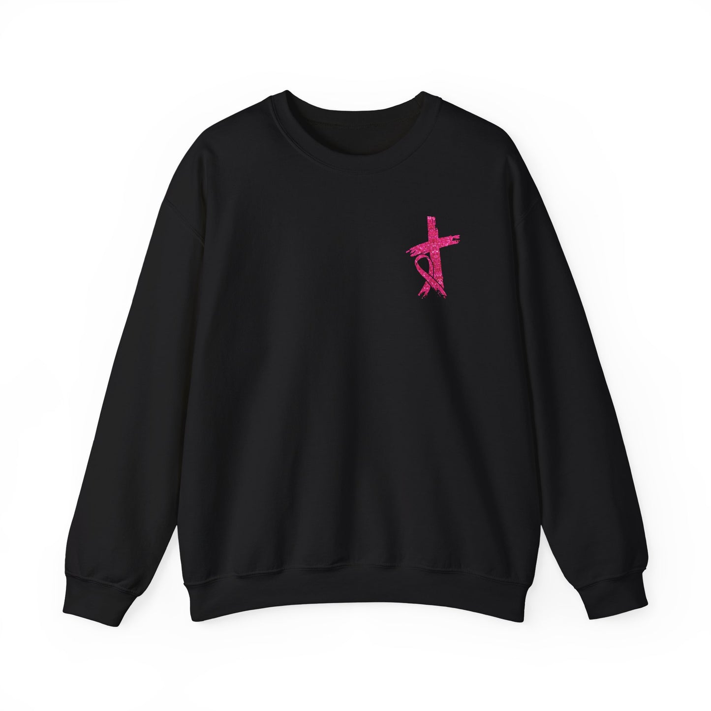 Breast Cancer Awareness, Find the Cure, Inspirational Crewneck Sweatshirt, Faith-Based Fashion, Motivational Gift, Christian Luke 1:37