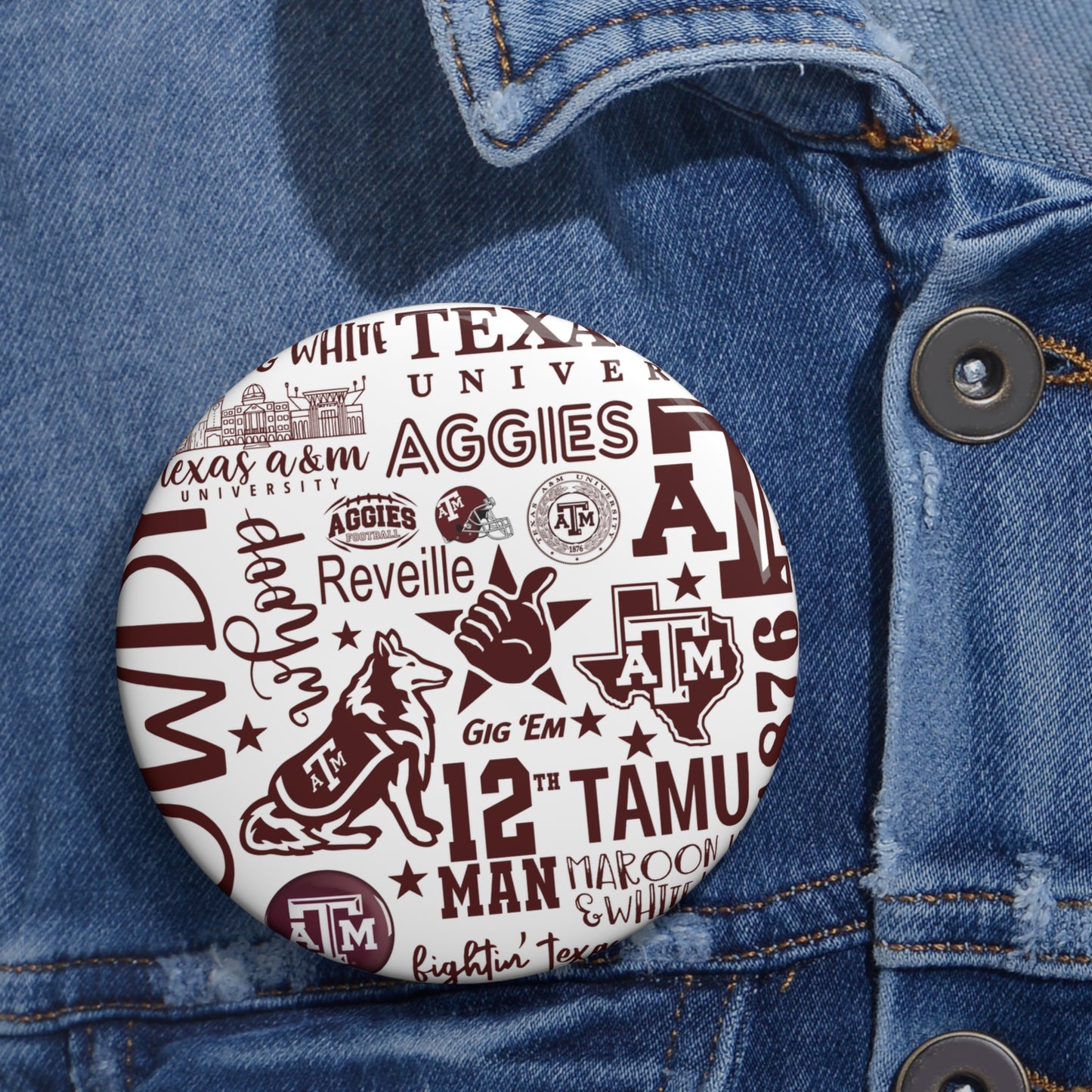 Aggies Pin Game Day Pin | Aggie Game Day Accessory | Aggie Game Day Pin | Aggie Spirit Wear, Game Day Pin