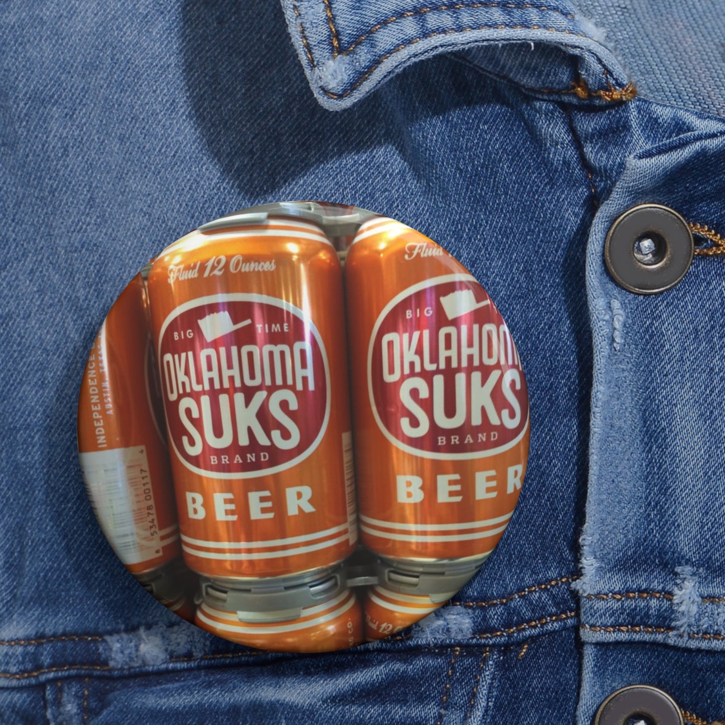 Texas Cheers to Beating OU Button Pin | Longhorn Game Day Accessory | Burnt Orange Fan Pin, Longhorns