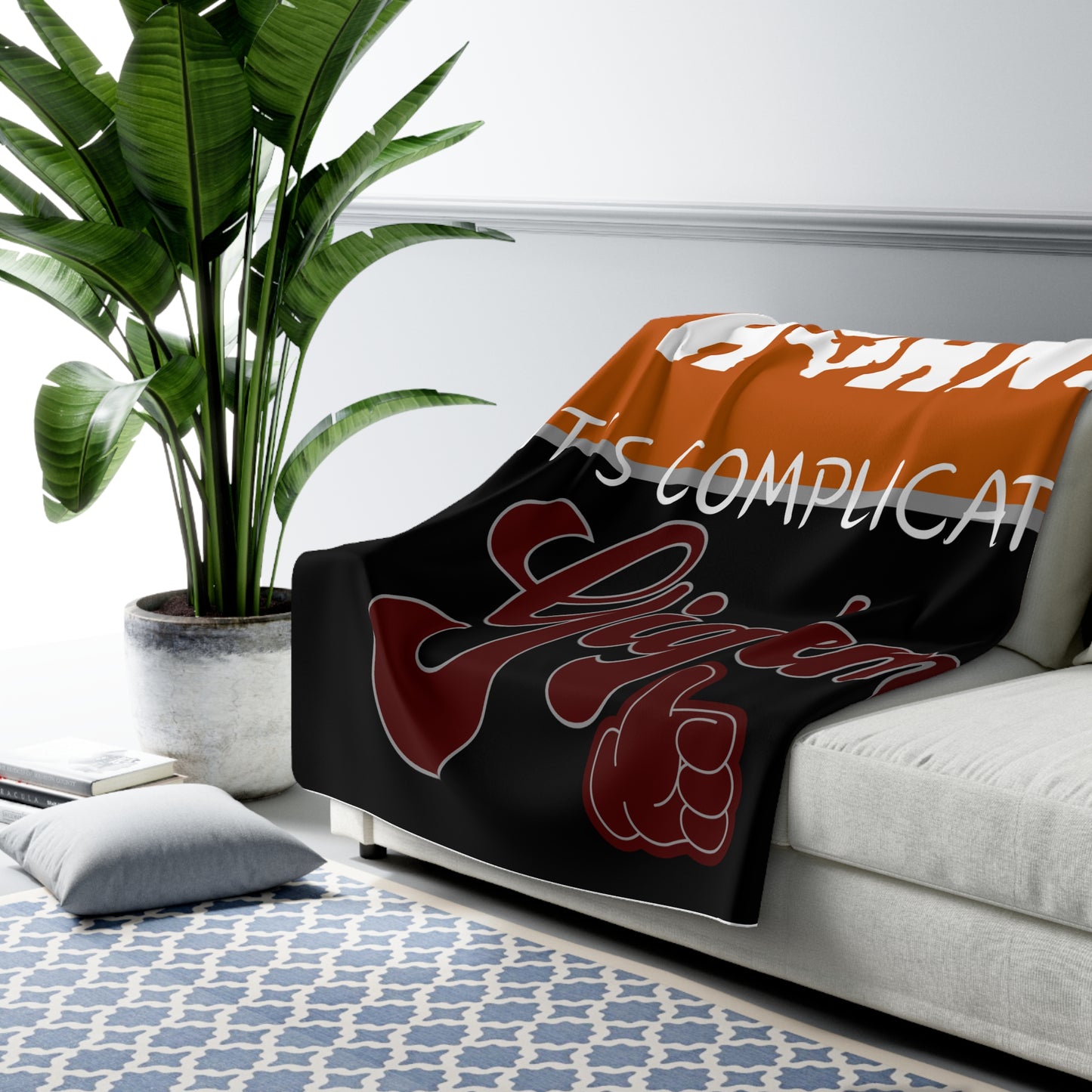It’s Complicated Sherpa Blanket | Texas Rivalry Throw | Cozy House Divided Gift