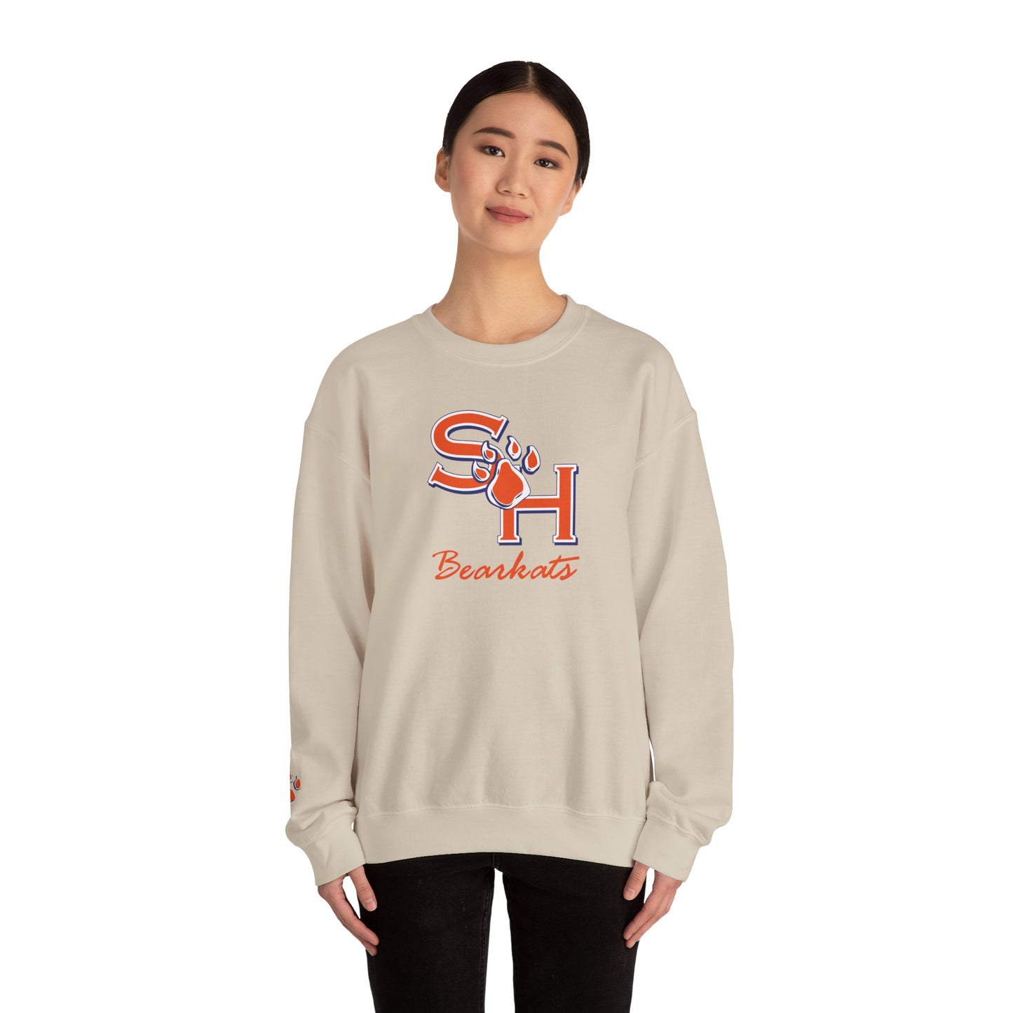 Sam Houston State University Sweatshirt | Bearkat Sleeve Print, Sam Houston State Crewneck | Printed Sleeve Game Day Sweatshirt, Bearkats