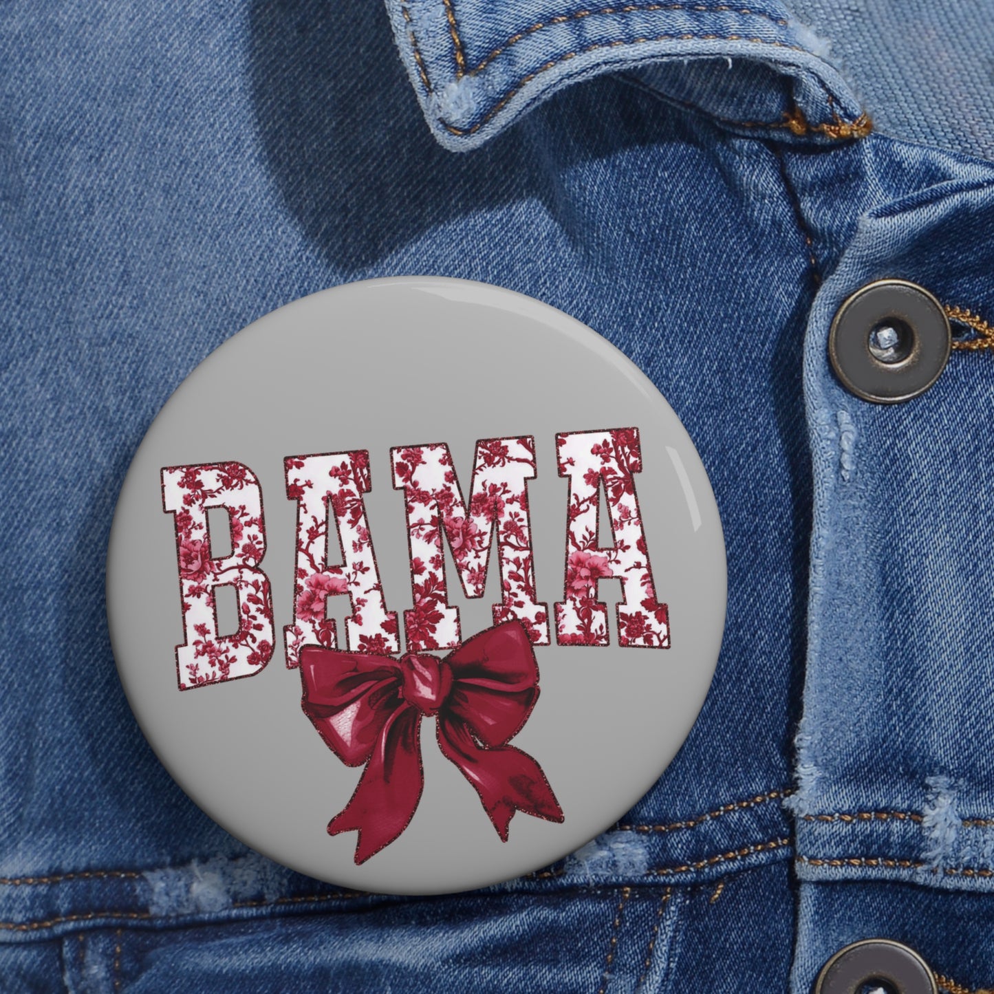 University of Alabama BAMA Floral Button Pin | Crimson Tide Game Day Accessory, Game Day Pin