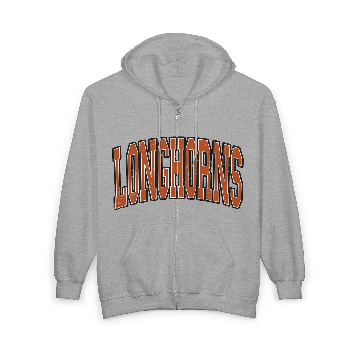 University of Texas Longhorns Zip-Up Hoodie with front and back design, Perfect for College Spirit, Game Day Gear, Longhorns, UT