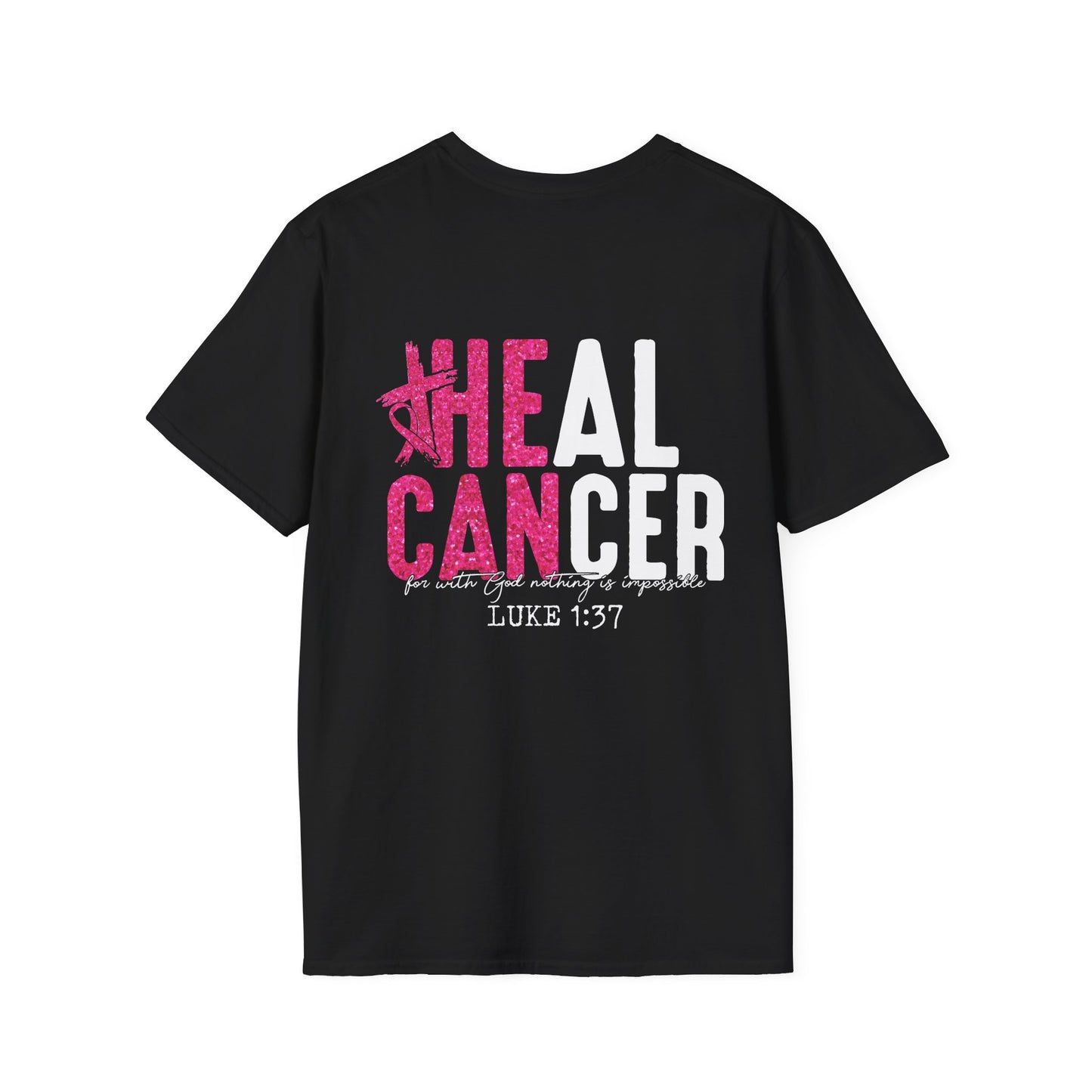Breast Cancer Awareness, Breast Cancer, Faith, Hope Cure Inspired Softstyle T-Shirt, Inspirational Gift, Cancer Awareness Shirt, Luke 1:37