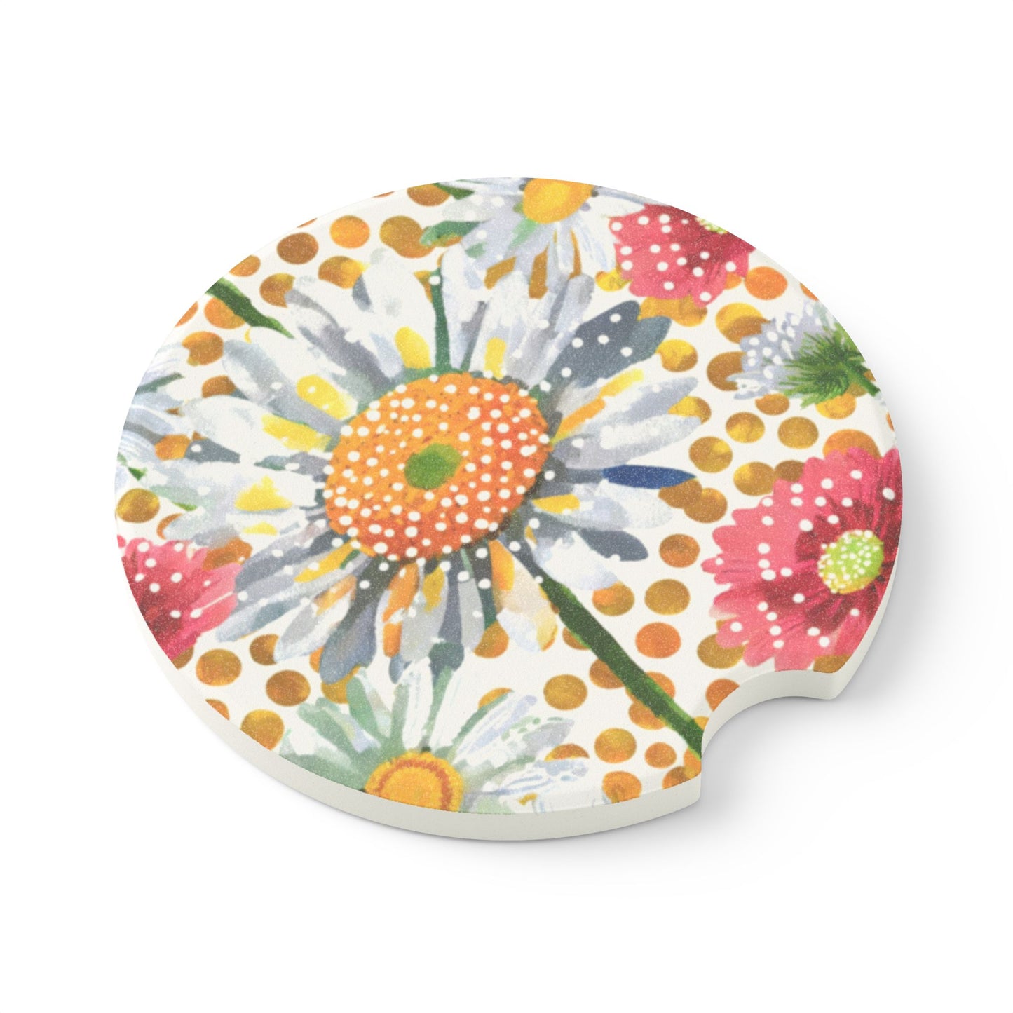 Daisy Car Coaster, Daisy Print Car Coaster | Cute Car Accessory | Fun Gift for Friends & Family | Vehicle Accessories, Car Coaster
