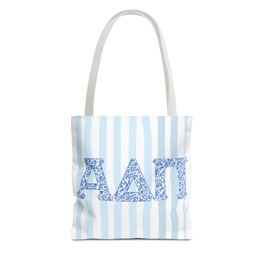 Floral Sorority Inspired Tote Bag | A D Pi Style Gift | Greek Life Bag | Big Little Reveal | Cute Campus Tote, Cute Bid Day Bag