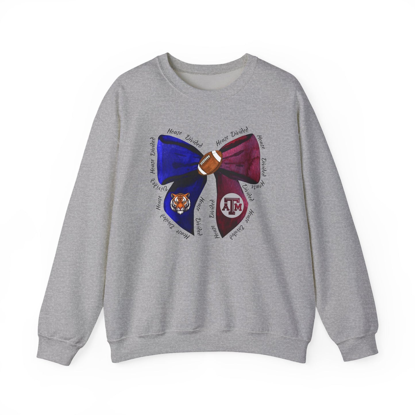 House Divided Bow Crewneck – Tigers vs Aggies | College Rivalry Game Day Sweatshirt | House Divided Apparel