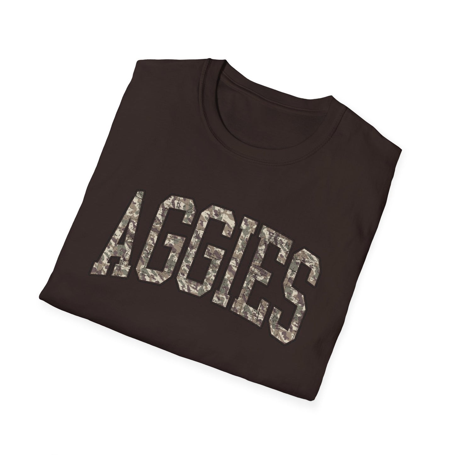 Aggies Camo SoftStyle T-Shirt | Distressed Hunting Style | Maroon Game Day Apparel |  Aggies T-Shirt