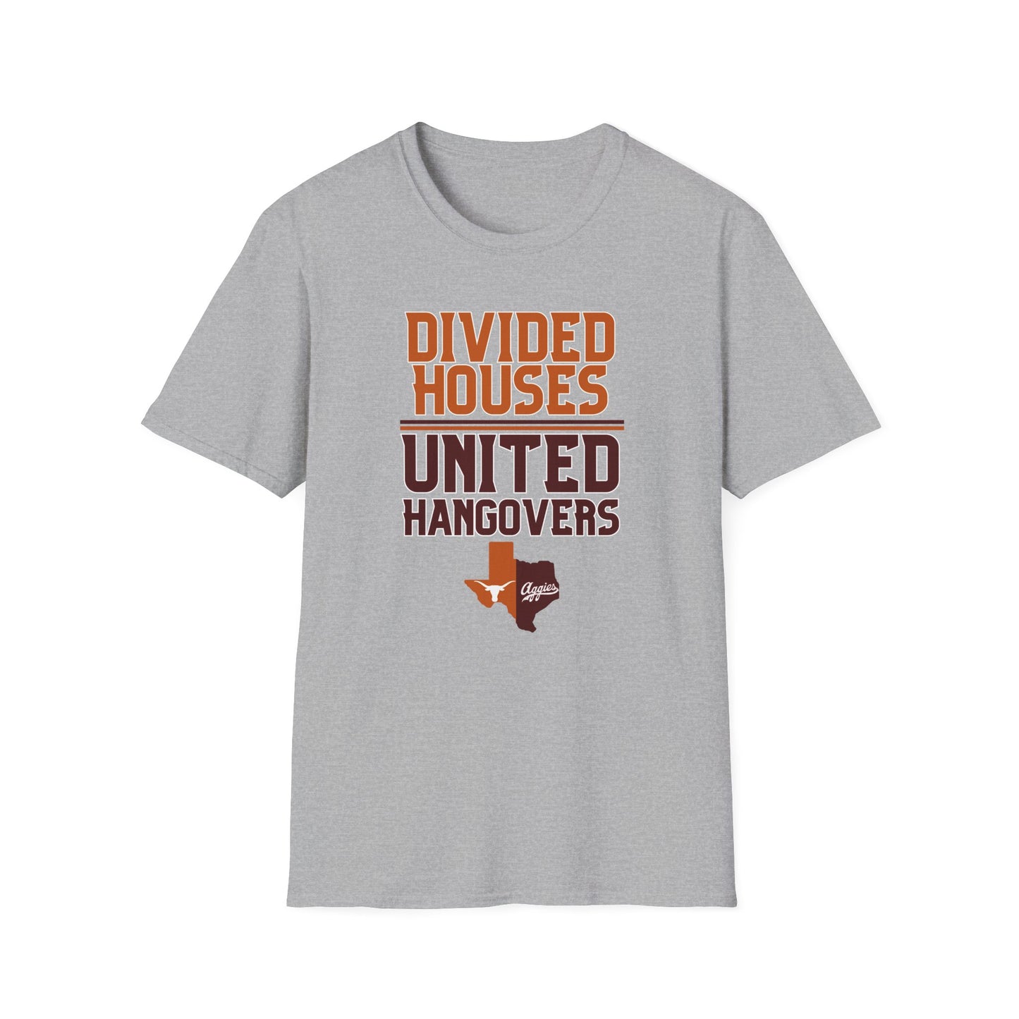 Divided Houses United Hangovers Texas Rivalry T-Shirt, Perfect for Longhorns and Aggies, Lonestar Showdown, House Divided