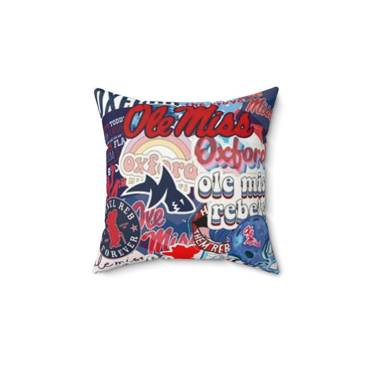 Ole Miss Faux Suede Pillow, Decor Cushion for College Students, Home Decor Gift, Throw Pillow, Team Spirit