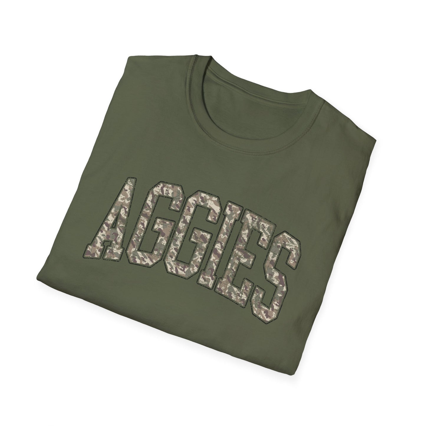 Aggies Camo SoftStyle T-Shirt | Distressed Hunting Style | Maroon Game Day Apparel |  Aggies T-Shirt